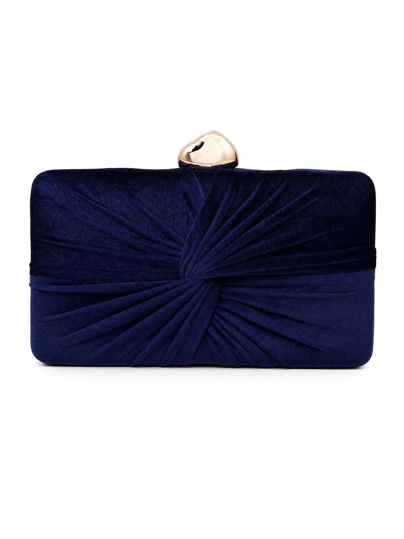 Image 3 of 5 of Glamorous Velvet Clutch Bag with Ruched Detail - Blue
