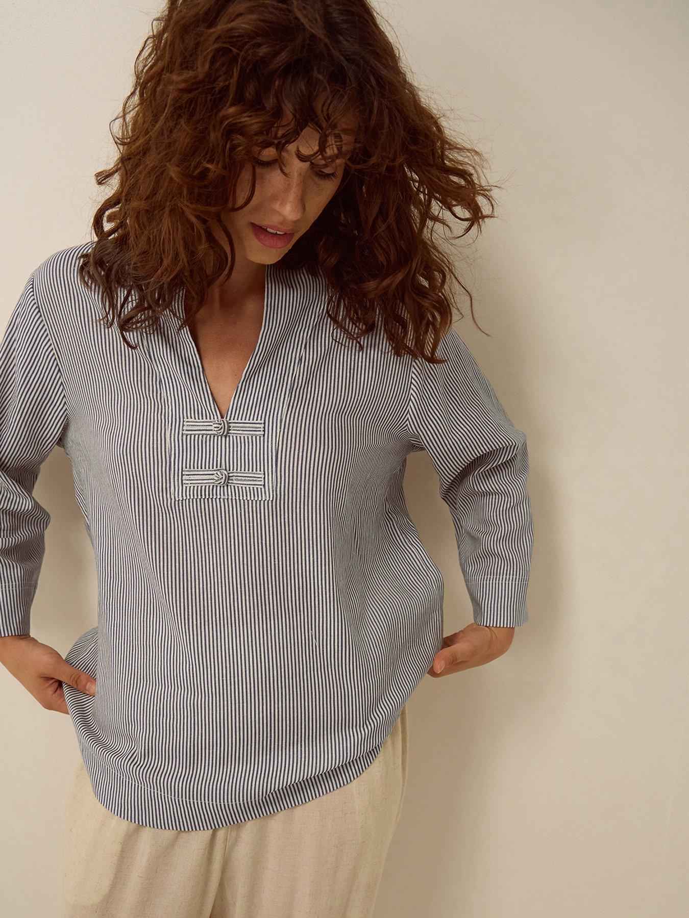 Image 1 of 2 of Monsoon Alexa Striped Top - Blue