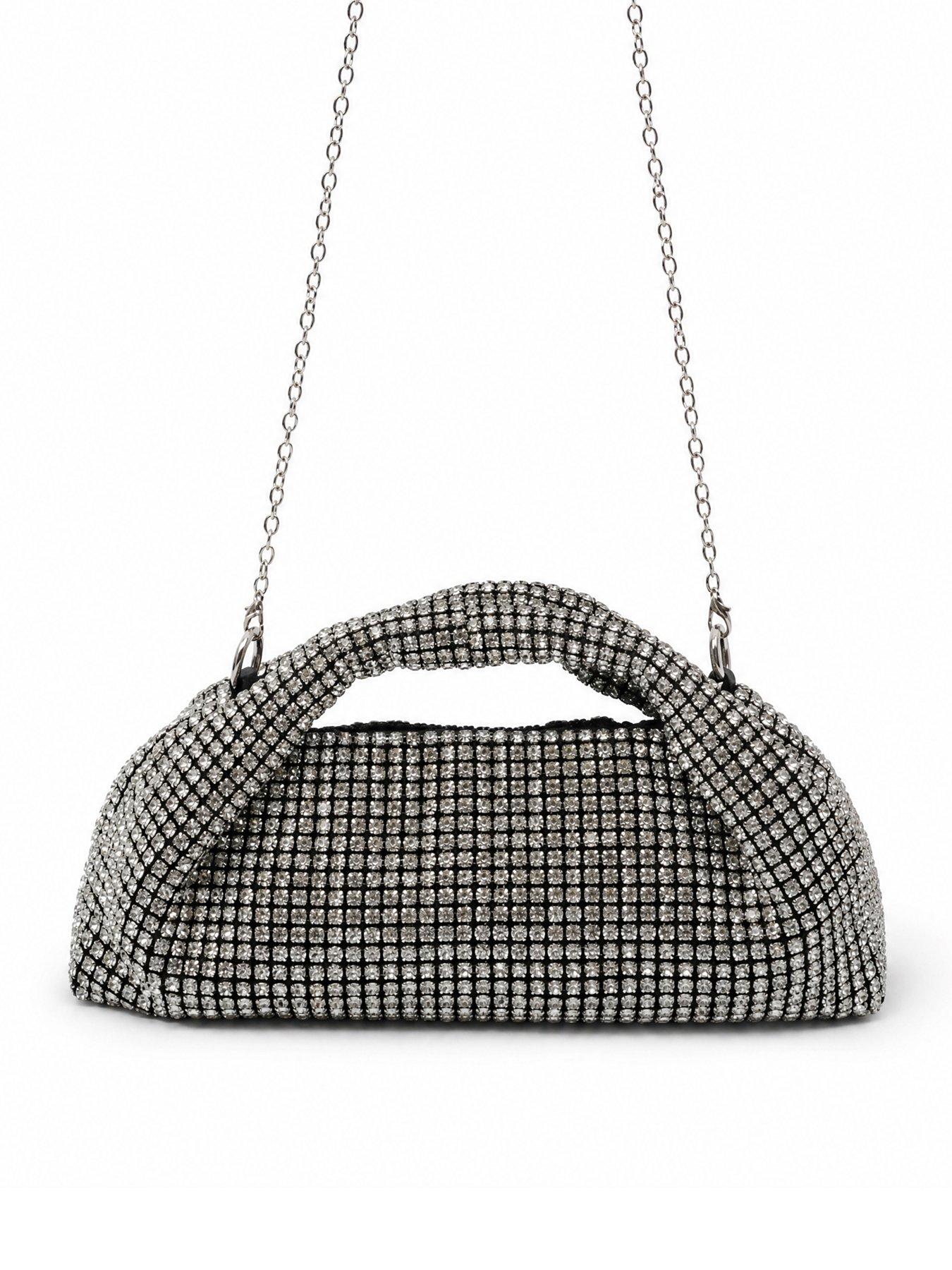 Image 2 of 5 of Glamorous Diamant&eacute; Embellished Grab Bag - Silver