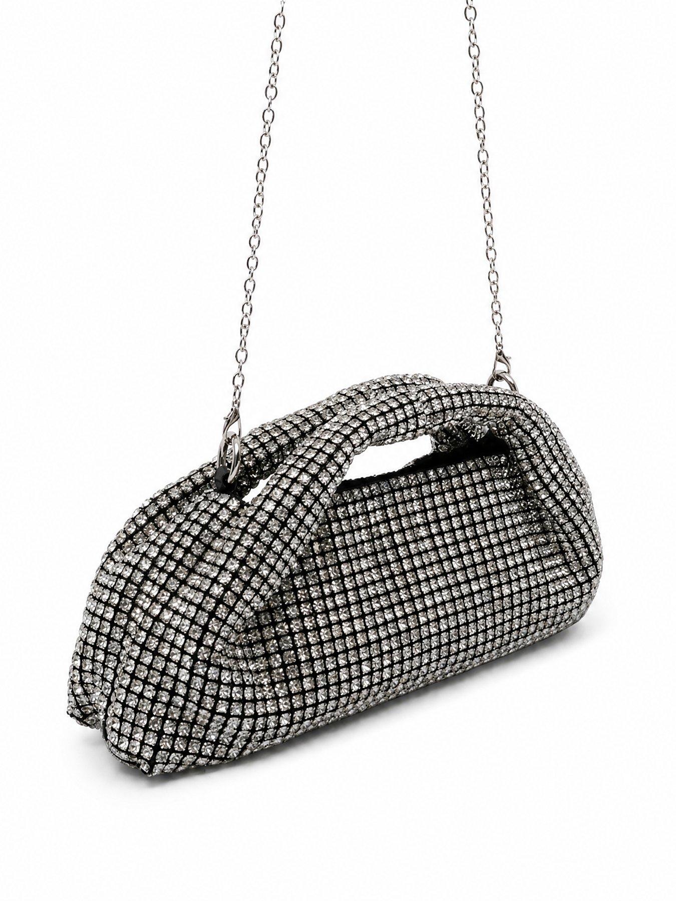 Image 4 of 5 of Glamorous Diamant&eacute; Embellished Grab Bag - Silver