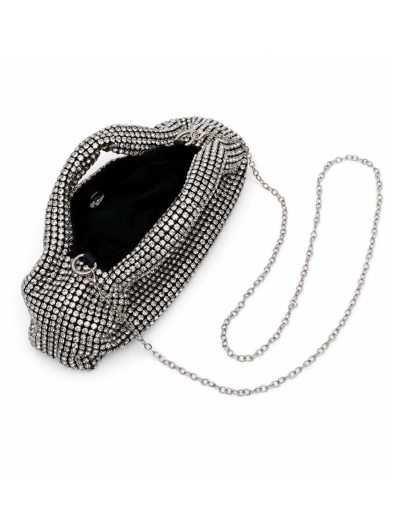 Image 5 of 5 of Glamorous Diamant&eacute; Embellished Grab Bag - Silver