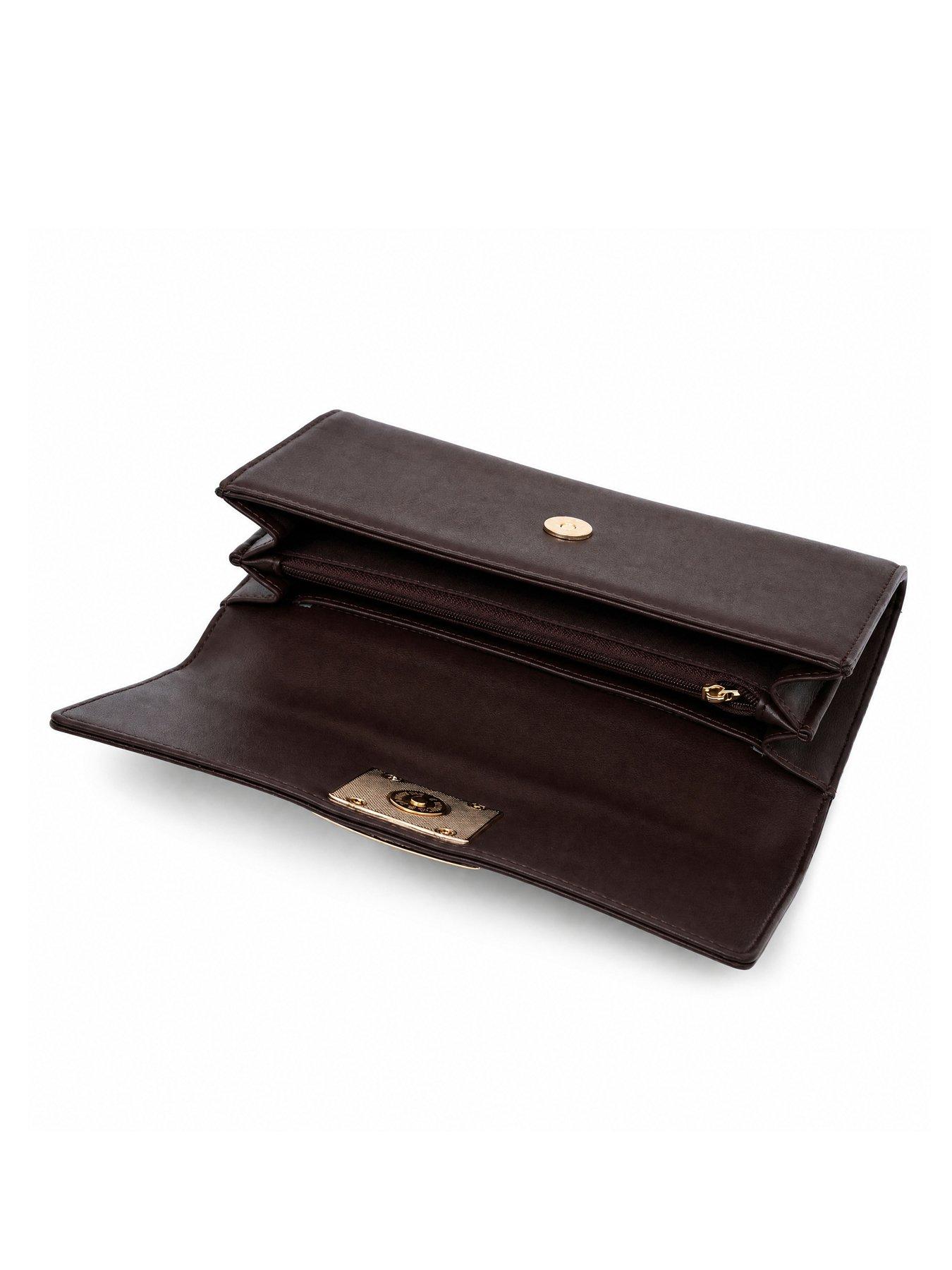 Image 4 of 5 of Glamorous Classic Fold Over Clutch Bag - Brown