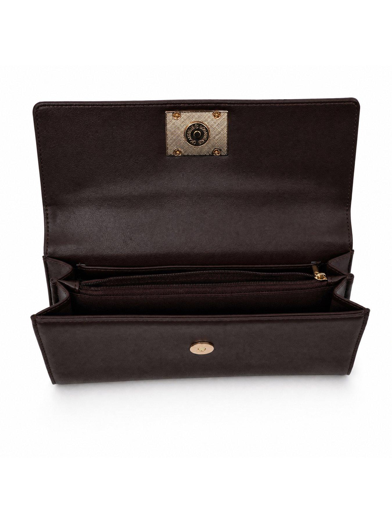 Image 5 of 5 of Glamorous Classic Fold Over Clutch Bag - Brown