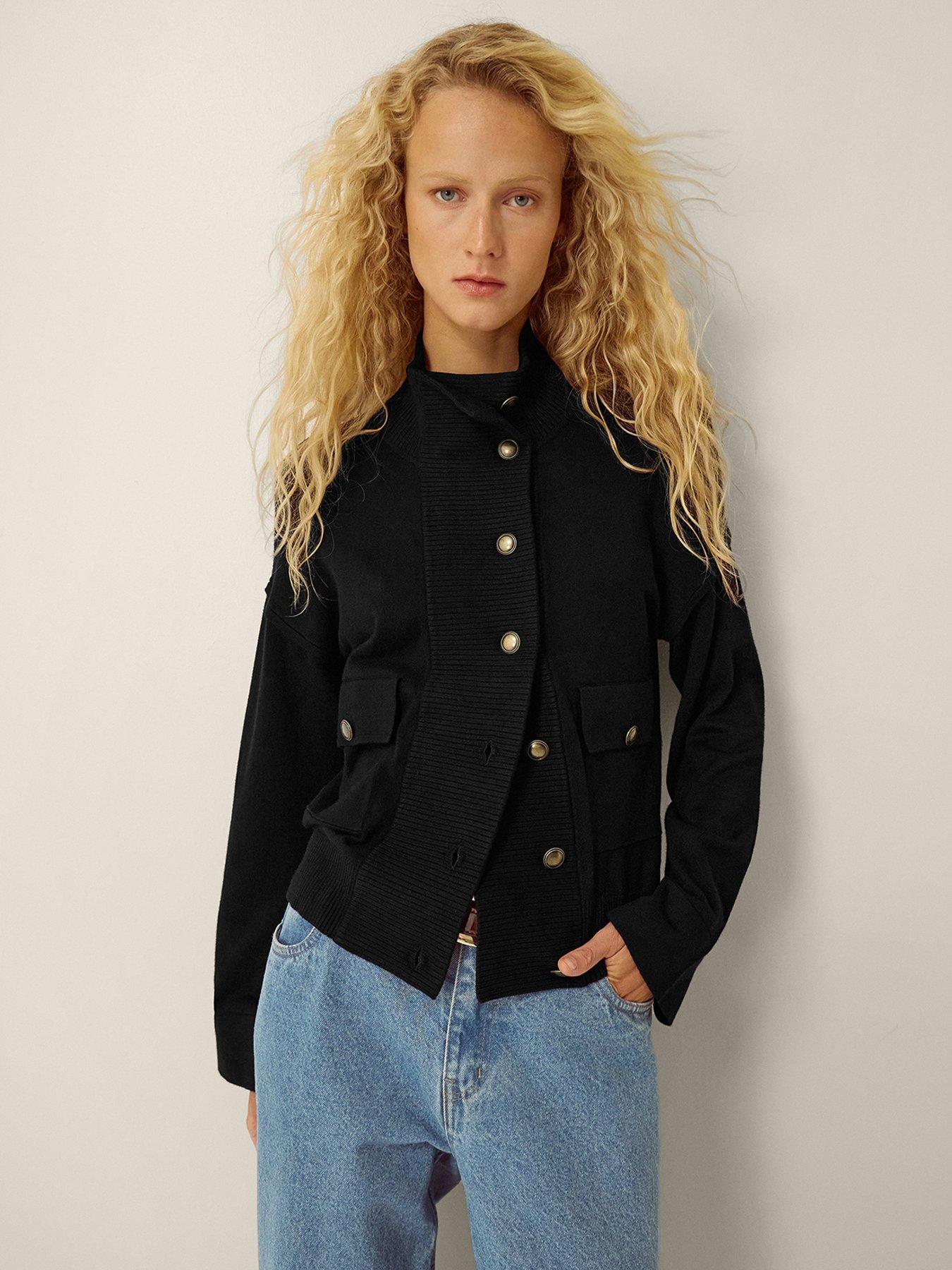 Monsoon Naya High Neck Knitted Jacket - Black