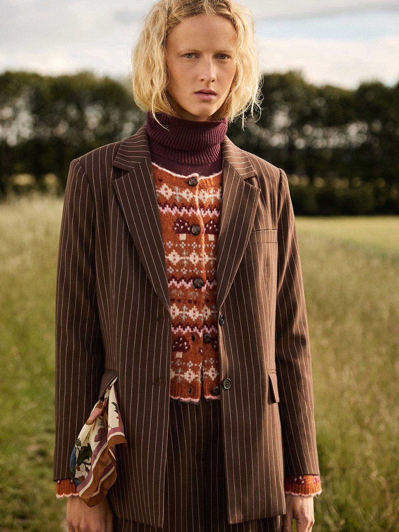 Monsoon Jen Pinstripe Blazer - Brown