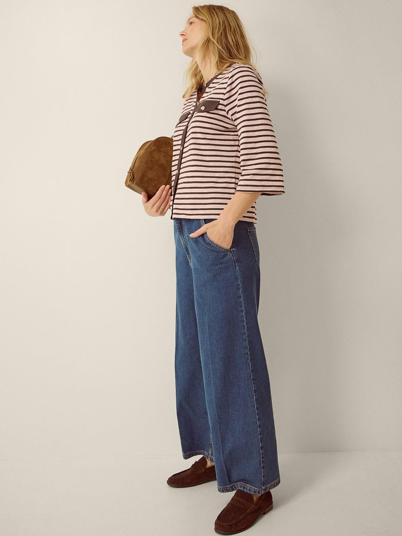 Image 4 of 4 of Monsoon Shania Stripe Jersey Top - Pink