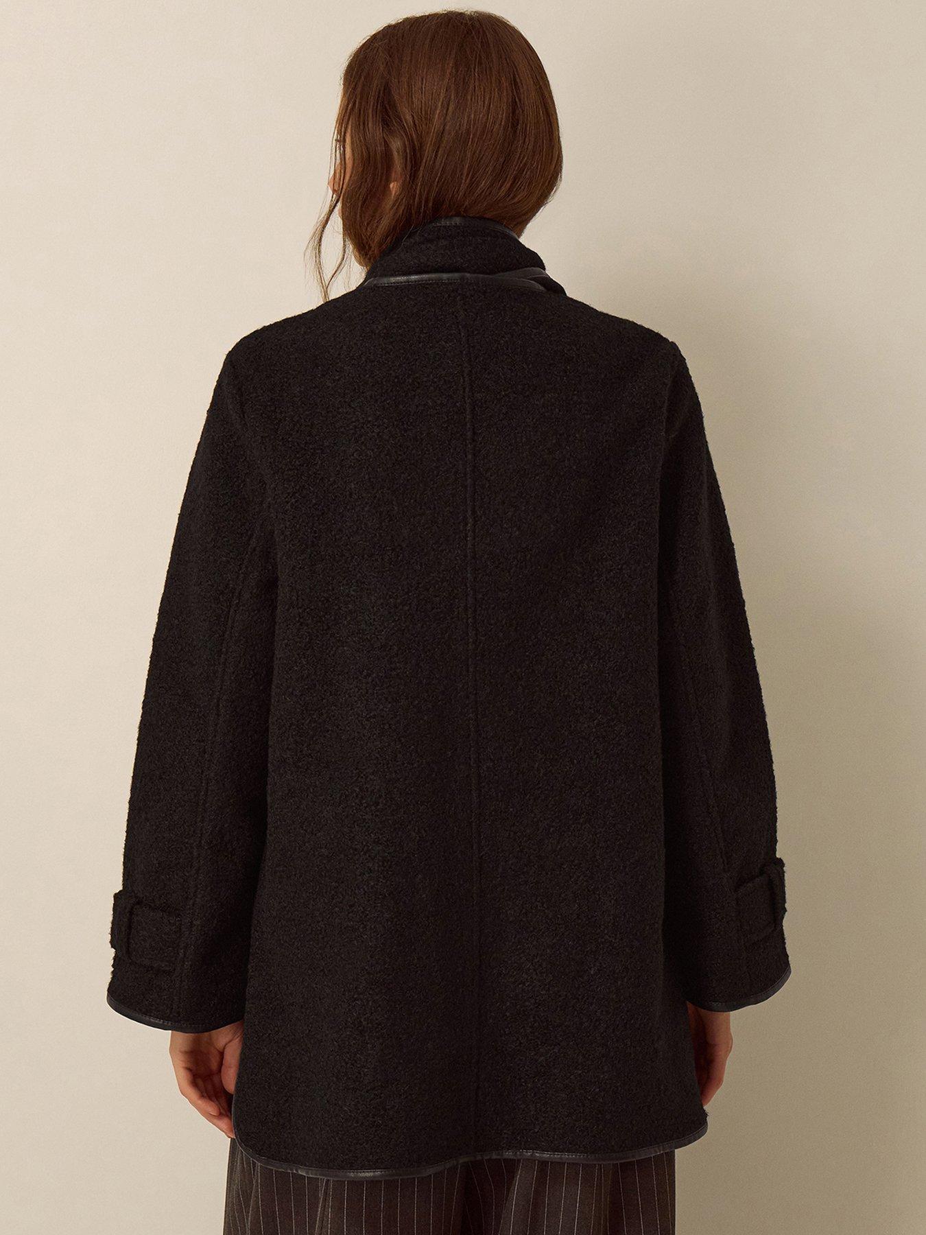 Image 2 of 4 of Monsoon Mae Boucle Scarf &amp; Coat - Black