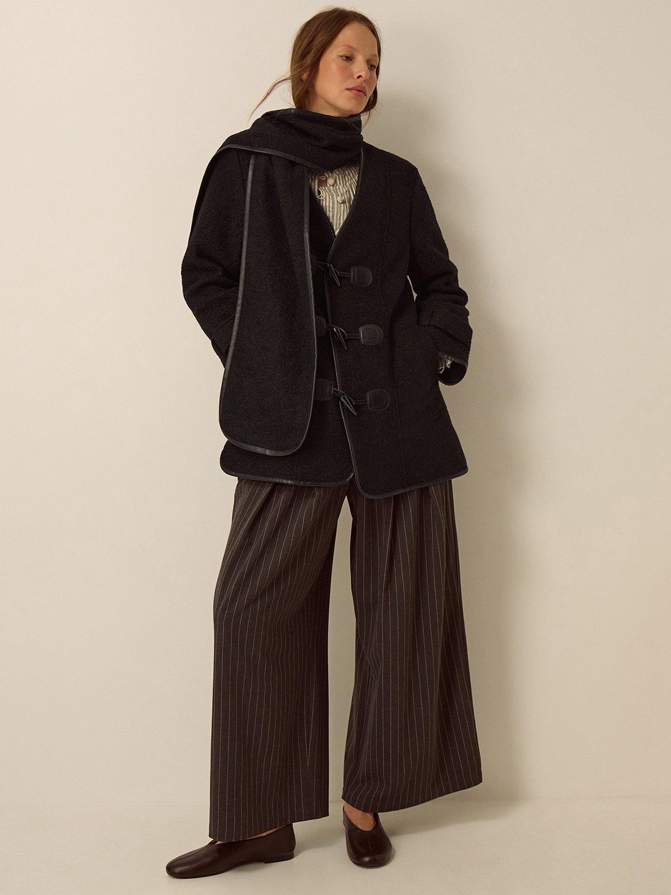 Image 3 of 4 of Monsoon Mae Boucle Scarf &amp; Coat - Black
