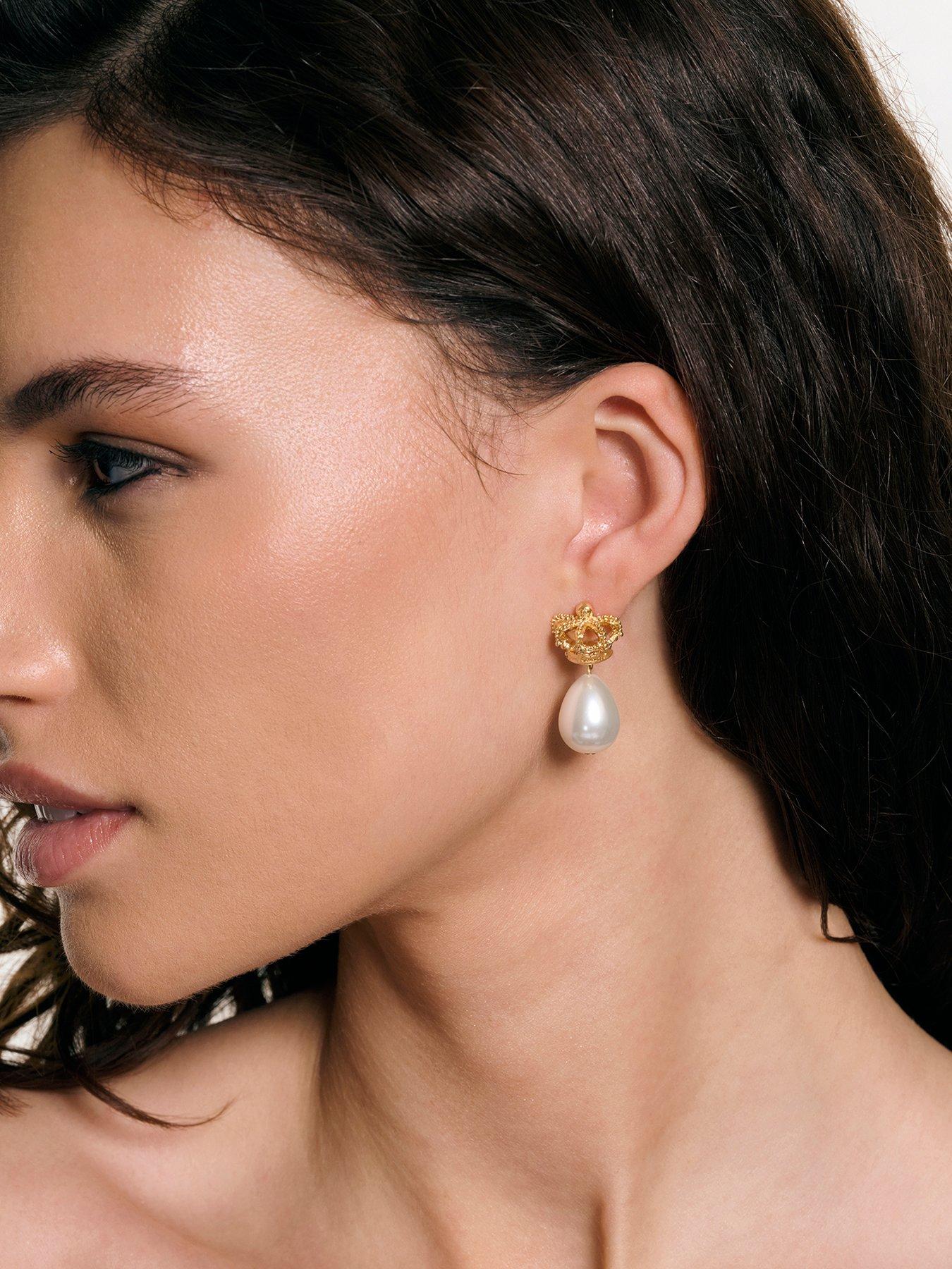 Juicy Couture Heritage Crown & Pearl Drop Earring