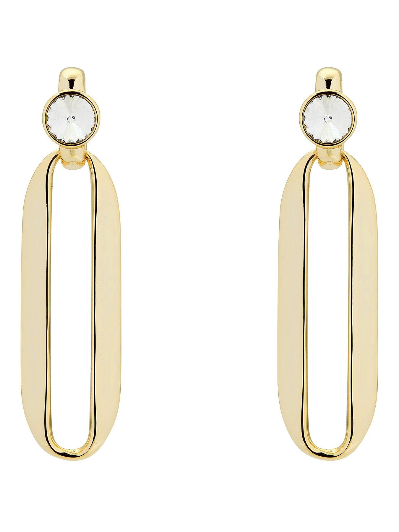 Karen Millen Crystal Ellipse Drop Earrings