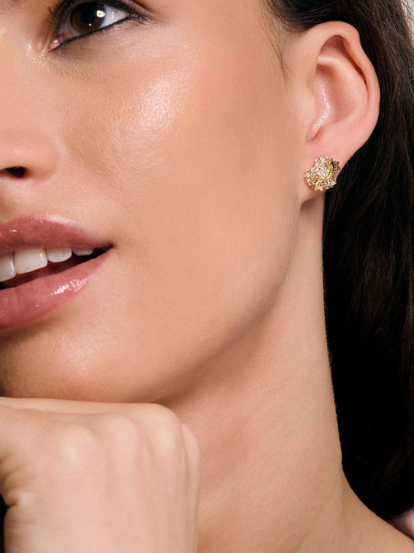 Juicy Couture Crystal Icon Heart Stud Earrings