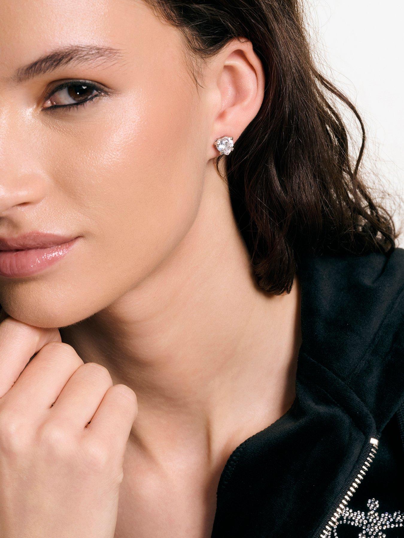 Image 1 of 7 of Juicy Couture Solitaire Crystal Heart Stud Earrings