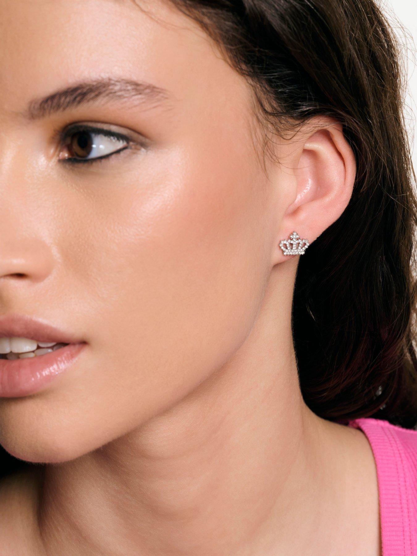 Image 4 of 6 of Juicy Couture Crystal Motif Crown Stud Earrings