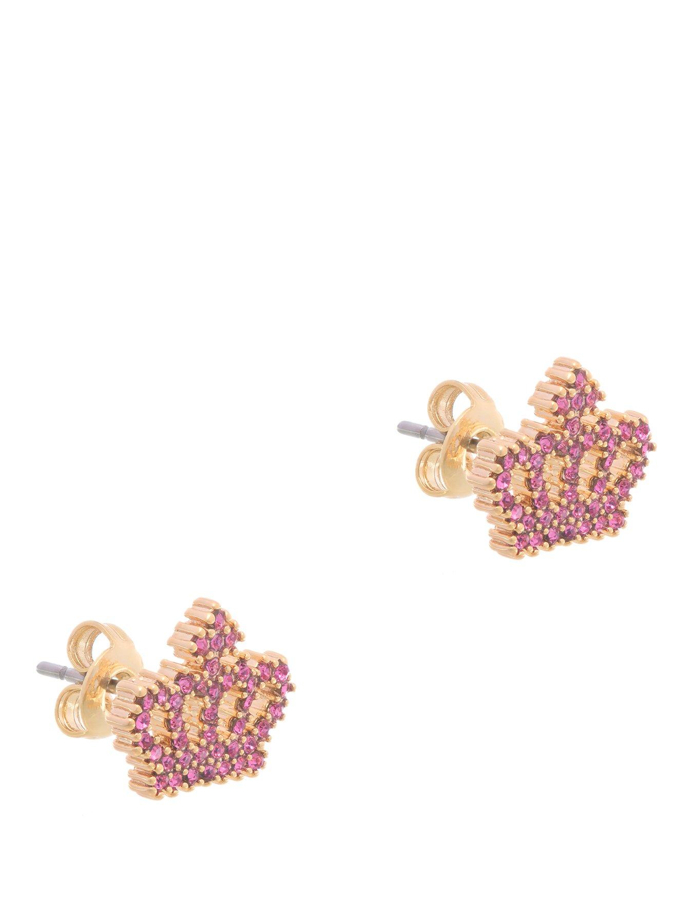 Juicy Couture Crystal Motif Crown Stud Earrings