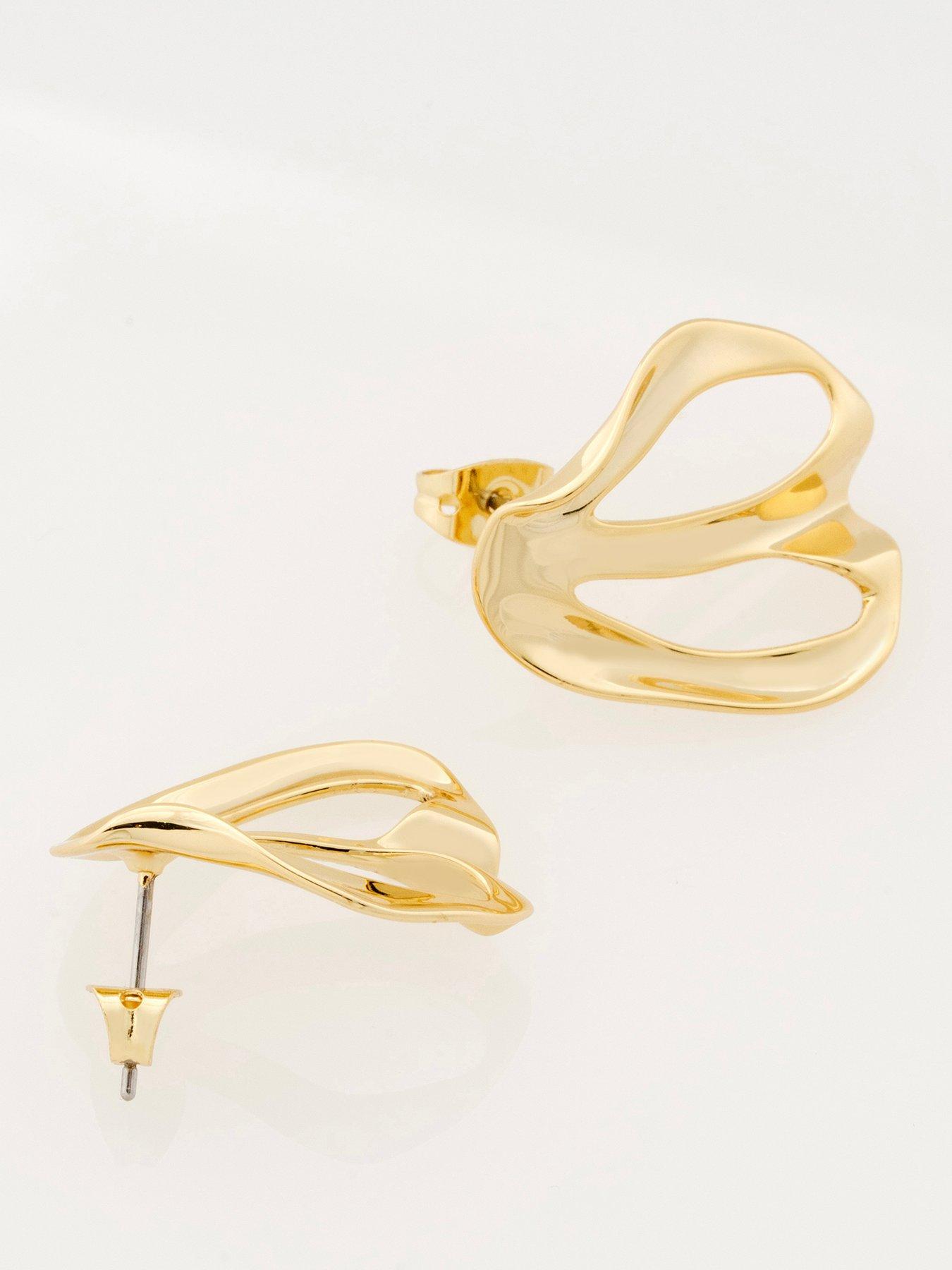 Image 1 of 6 of Ted Baker LEAH: Abstract Leaf Stud Earrings