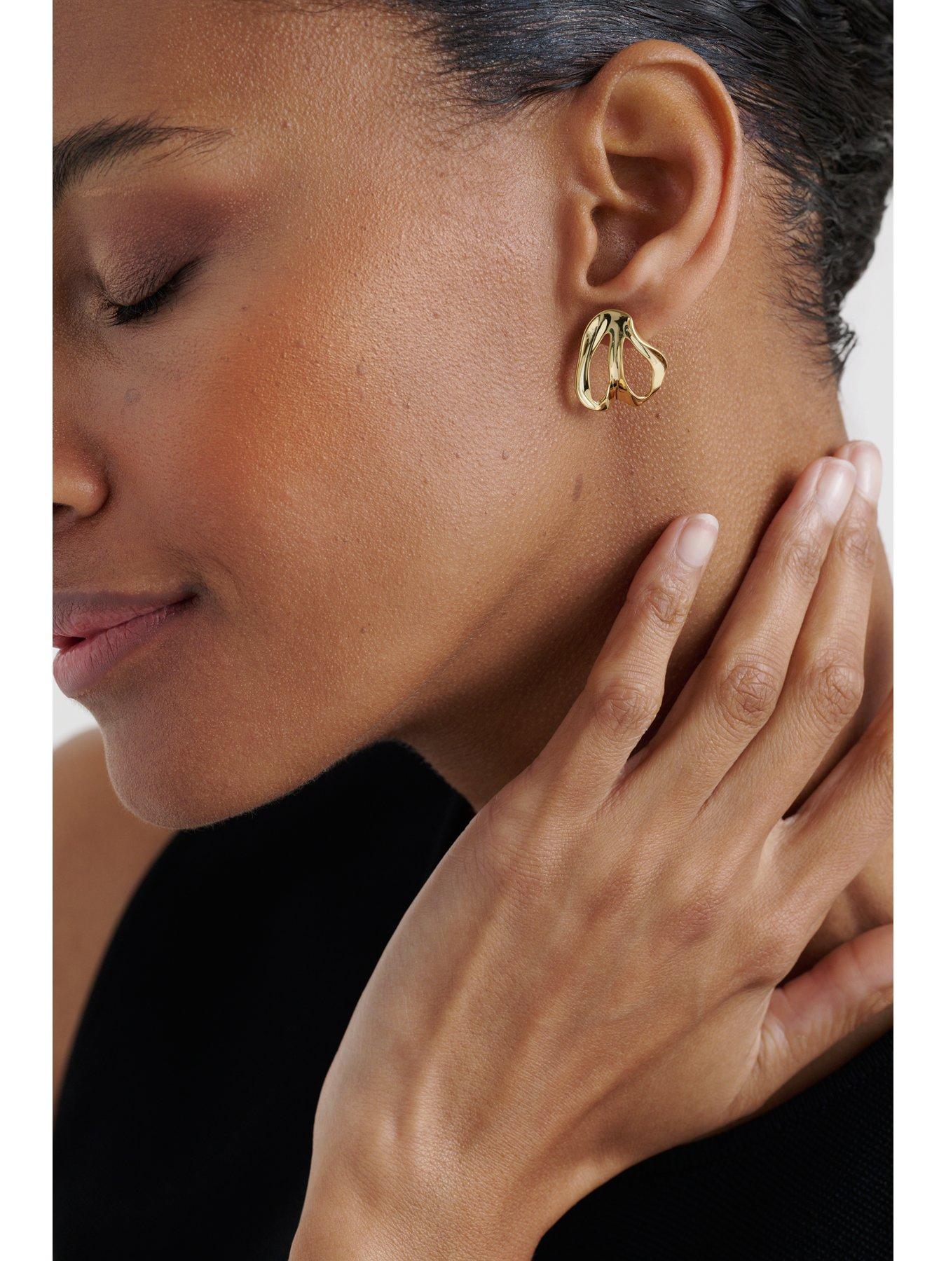Image 4 of 6 of Ted Baker LEAH: Abstract Leaf Stud Earrings
