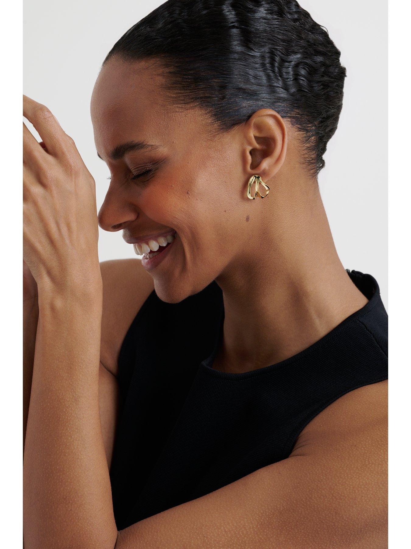 Image 5 of 6 of Ted Baker LEAH: Abstract Leaf Stud Earrings