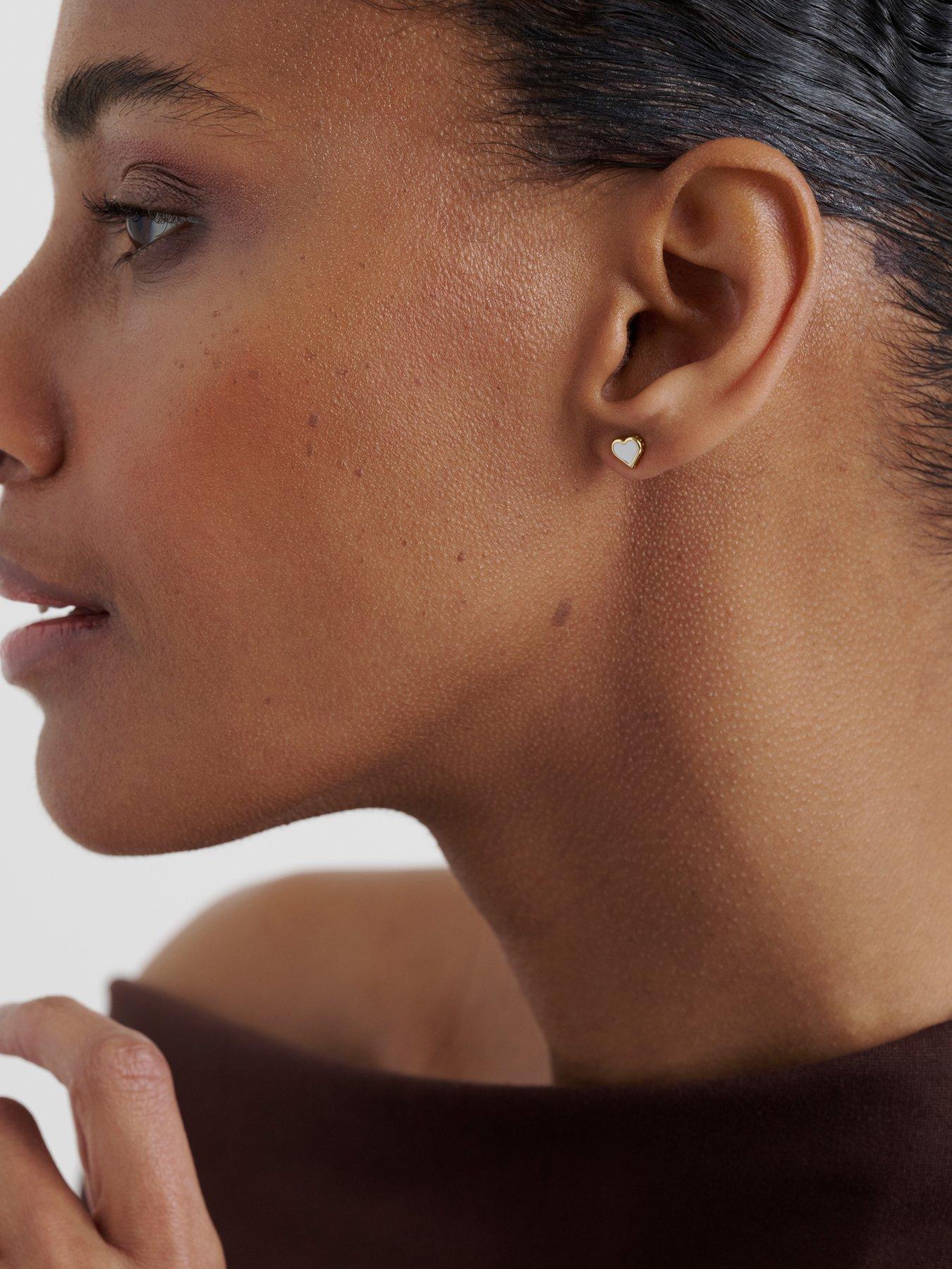 Image 4 of 7 of Ted Baker HAILEY: Enamel Heart Stud Earrings