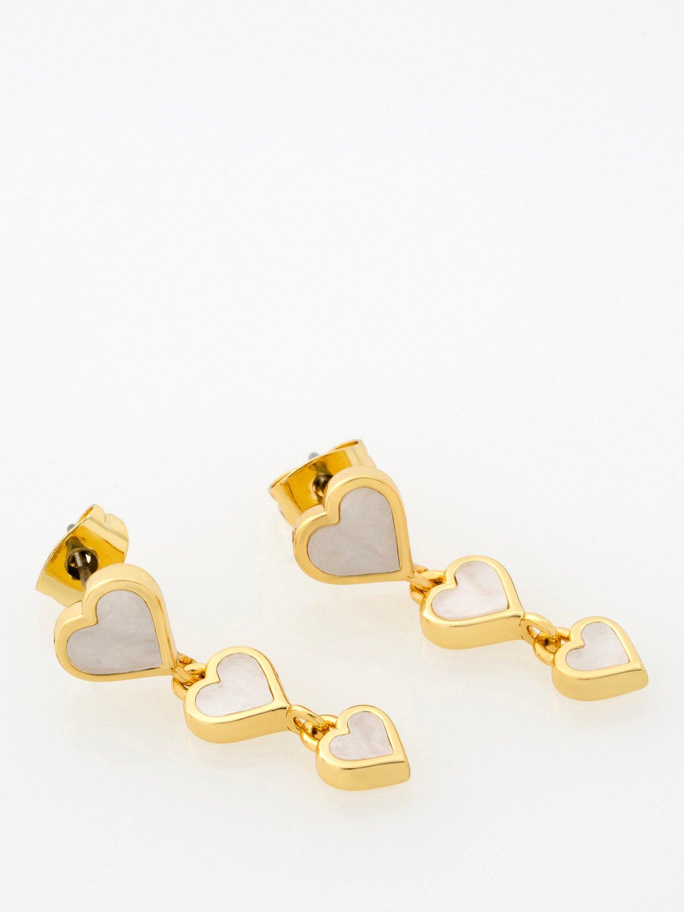 Ted Baker Triple Heart Pearl Shimmer Drop Earrings
