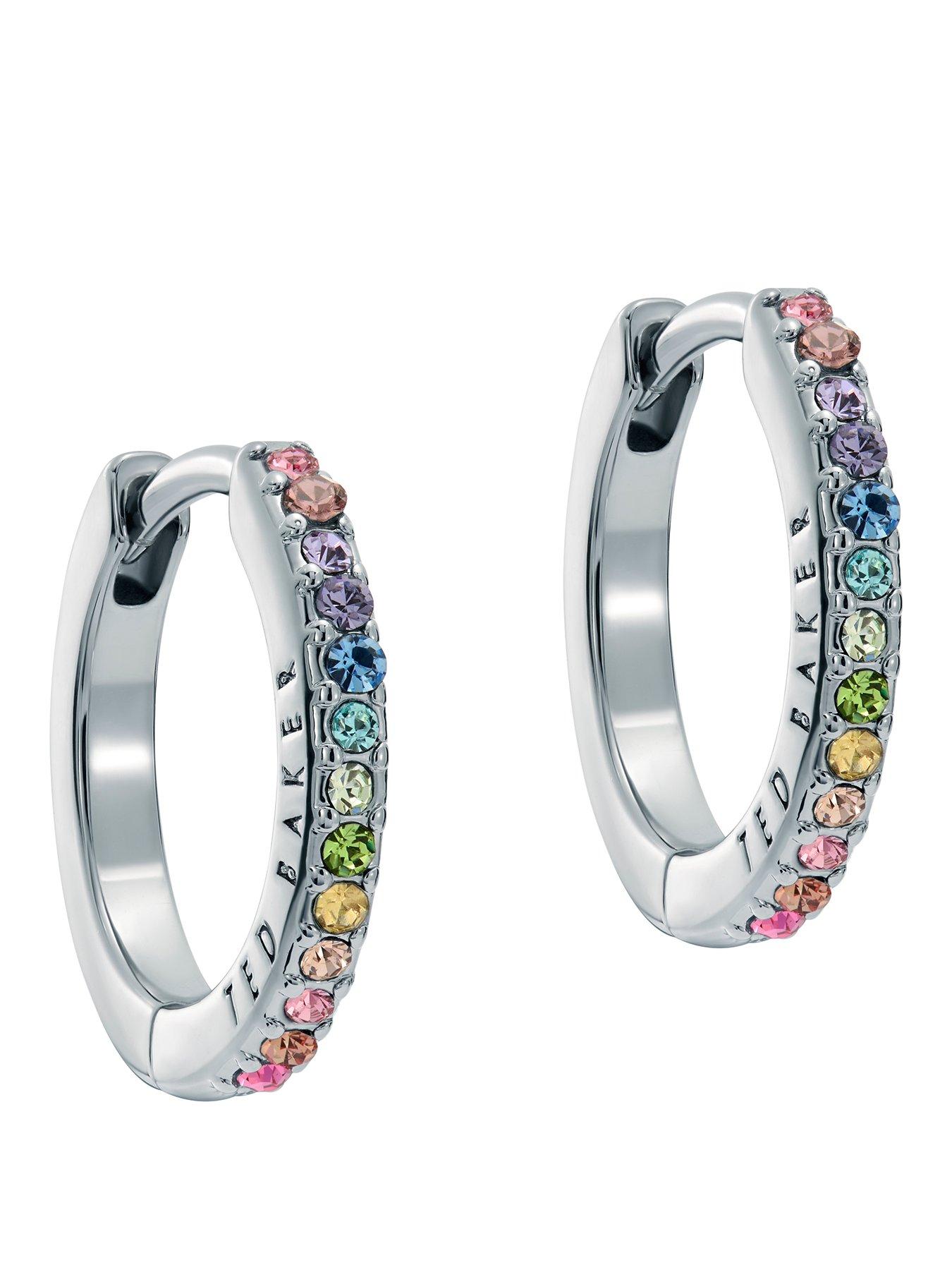 Ted Baker HEPLIE: Crystal Hoop Earrings (14mm), Multi, Women