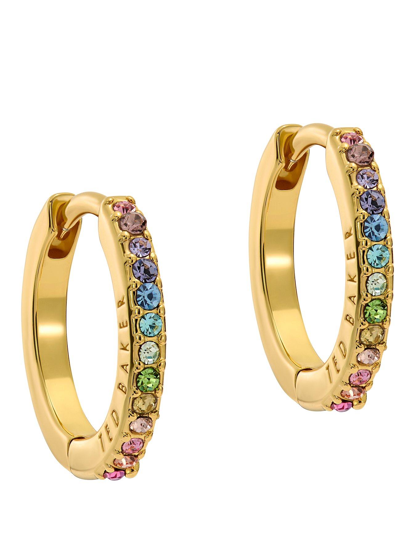 Ted Baker Women's Gold Tone, Rainbow Pastel Heplie: Crystal Hoop Earrings - Image 2