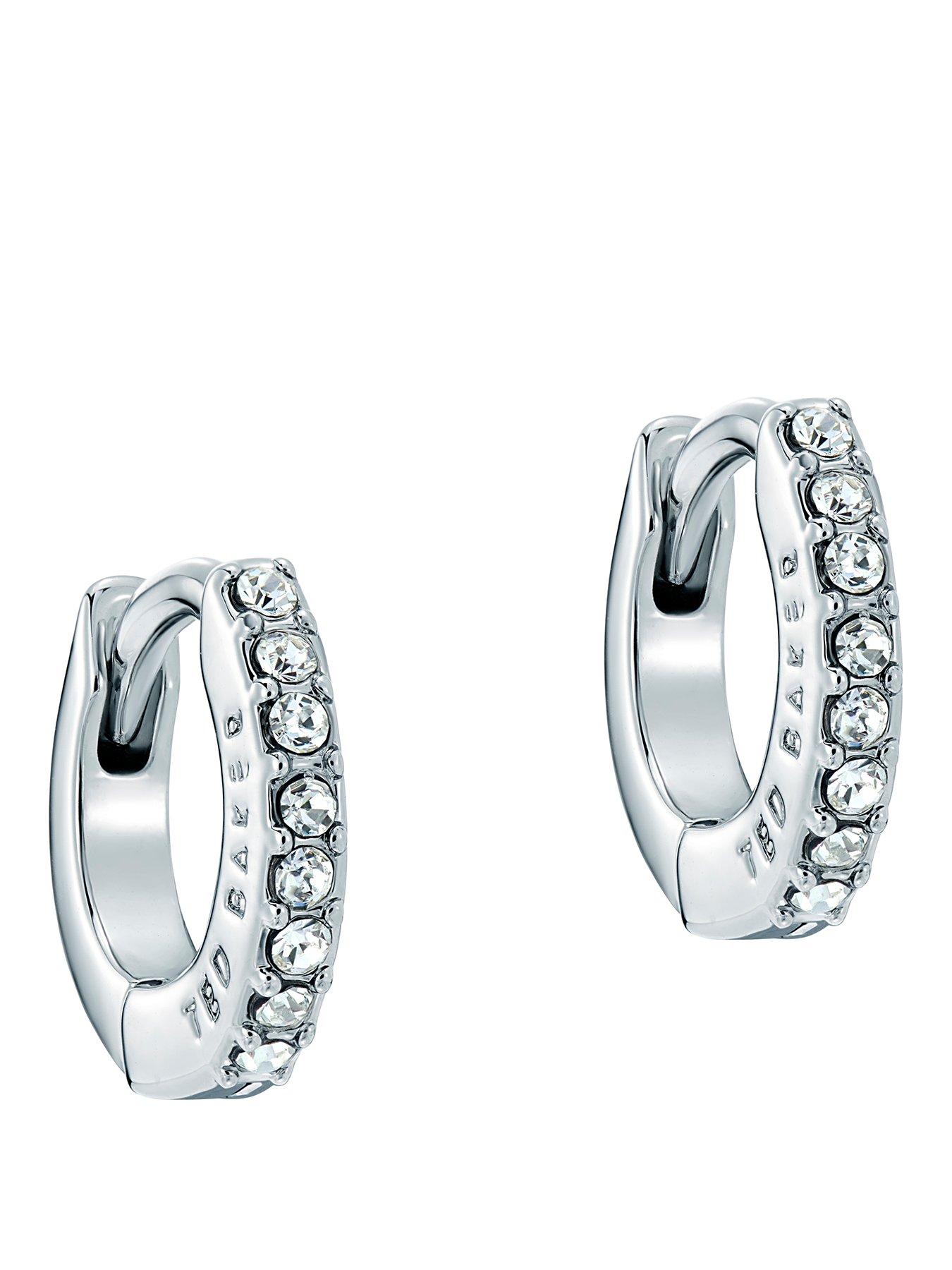 Ted Baker Women's Silver/White Hettie Crystal Hoop Earrings 10Mm - Image 3