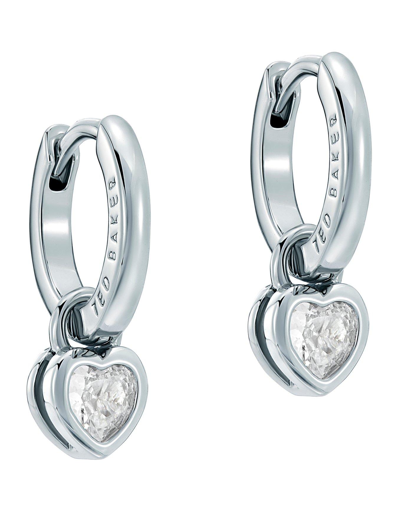 Ted Baker HARPER: Mini Crystal Heart Huggie Earrings, Multi, Women