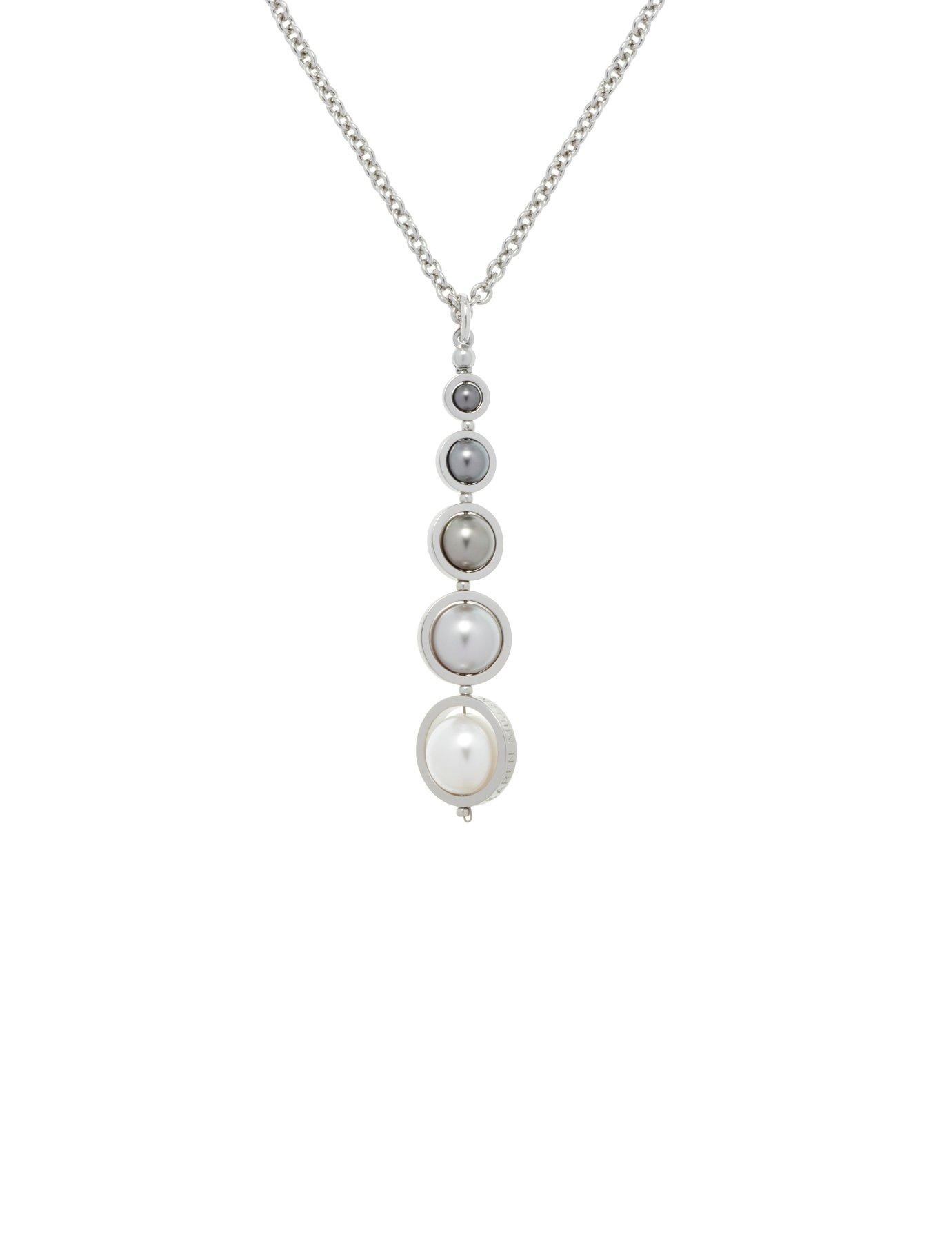 Image 2 of 8 of Karen Millen Logo Pearl Pendant Necklace