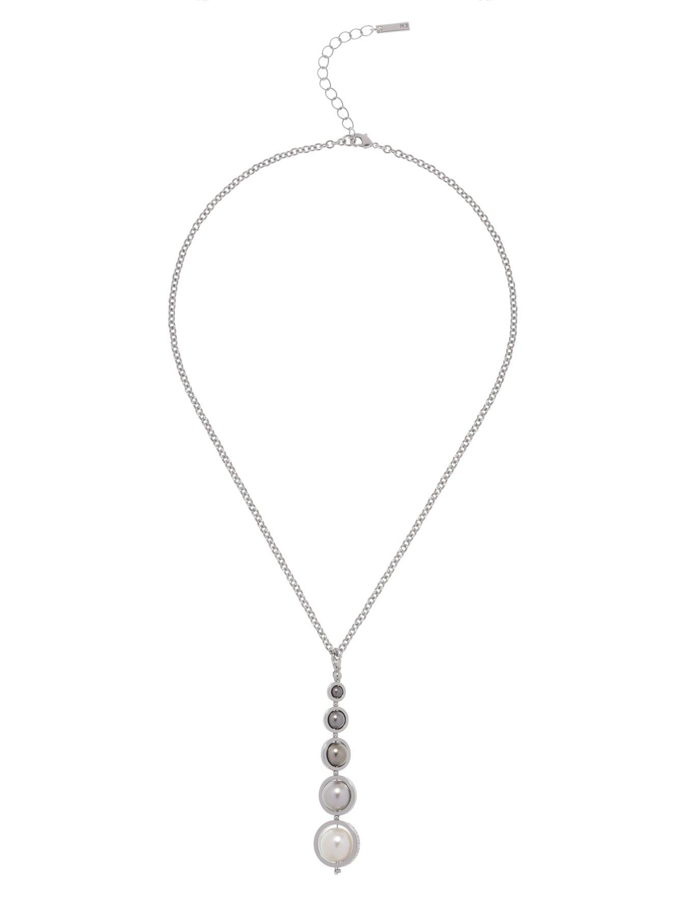 Image 3 of 8 of Karen Millen Logo Pearl Pendant Necklace