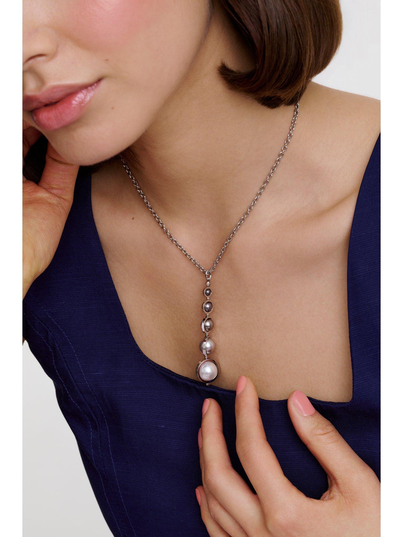 Image 5 of 8 of Karen Millen Logo Pearl Pendant Necklace