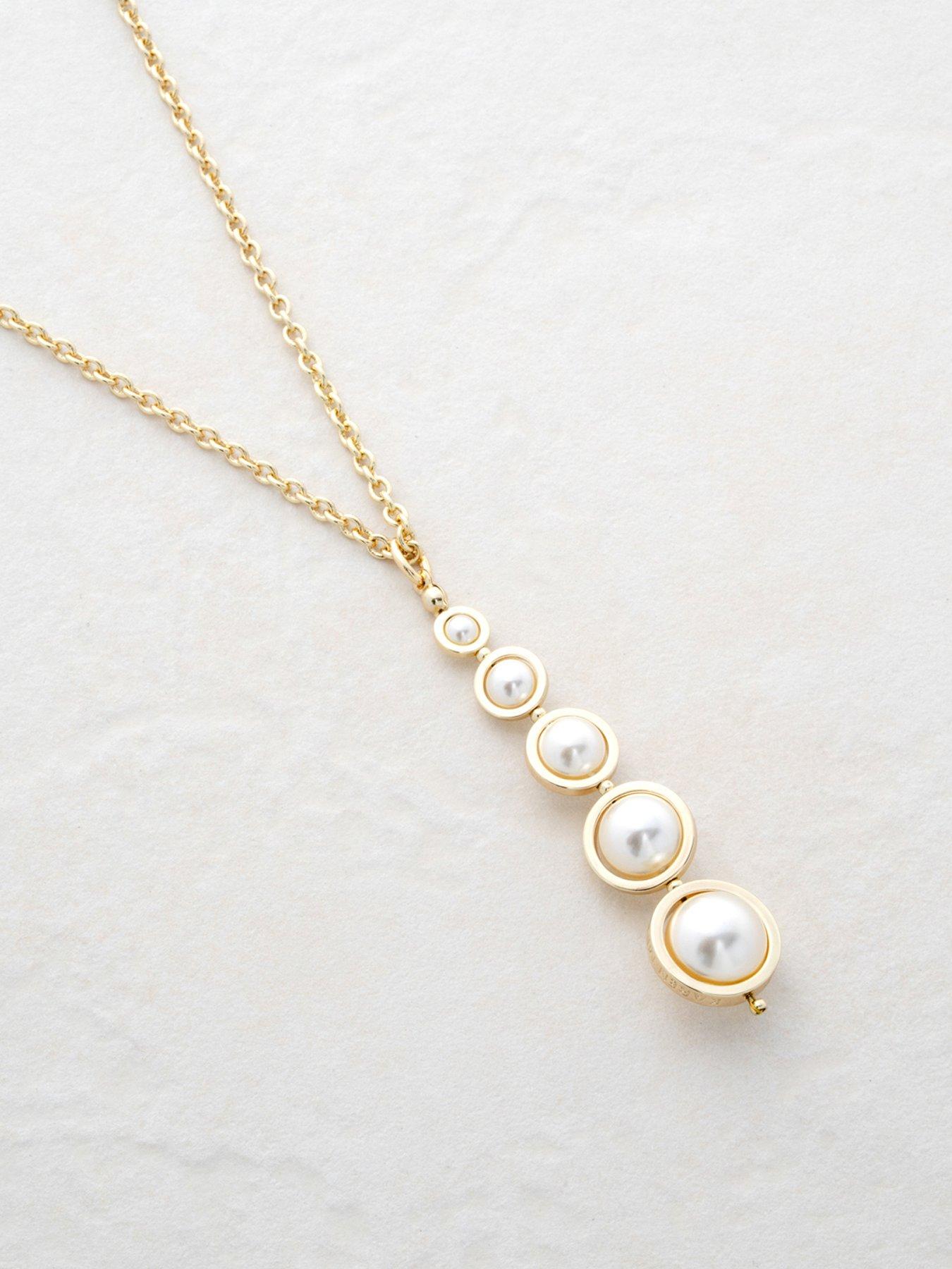 Karen Millen Logo Pearl Pendant Necklace