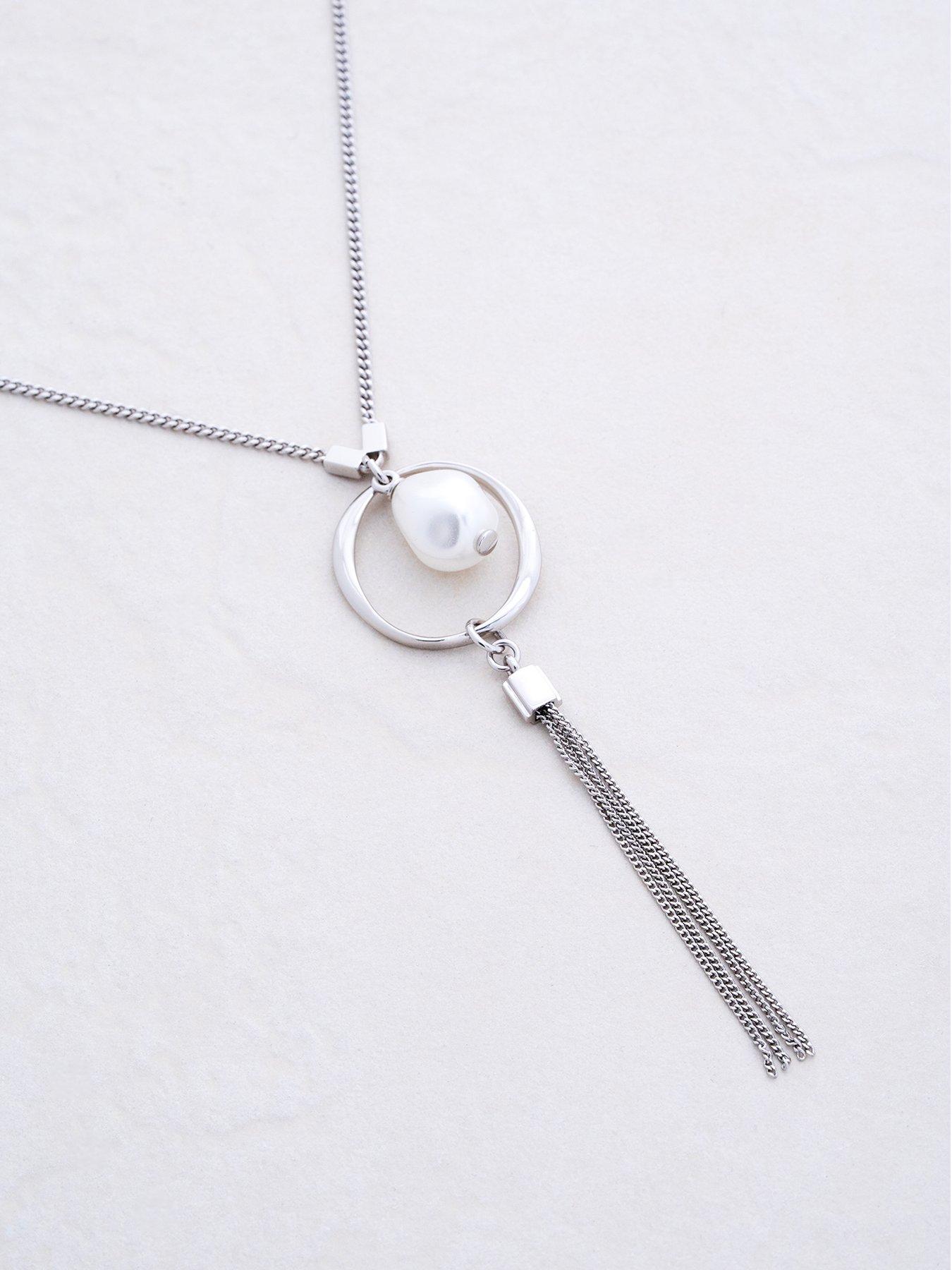 Image 1 of 7 of Karen Millen Modern Pearl Pendant Necklace