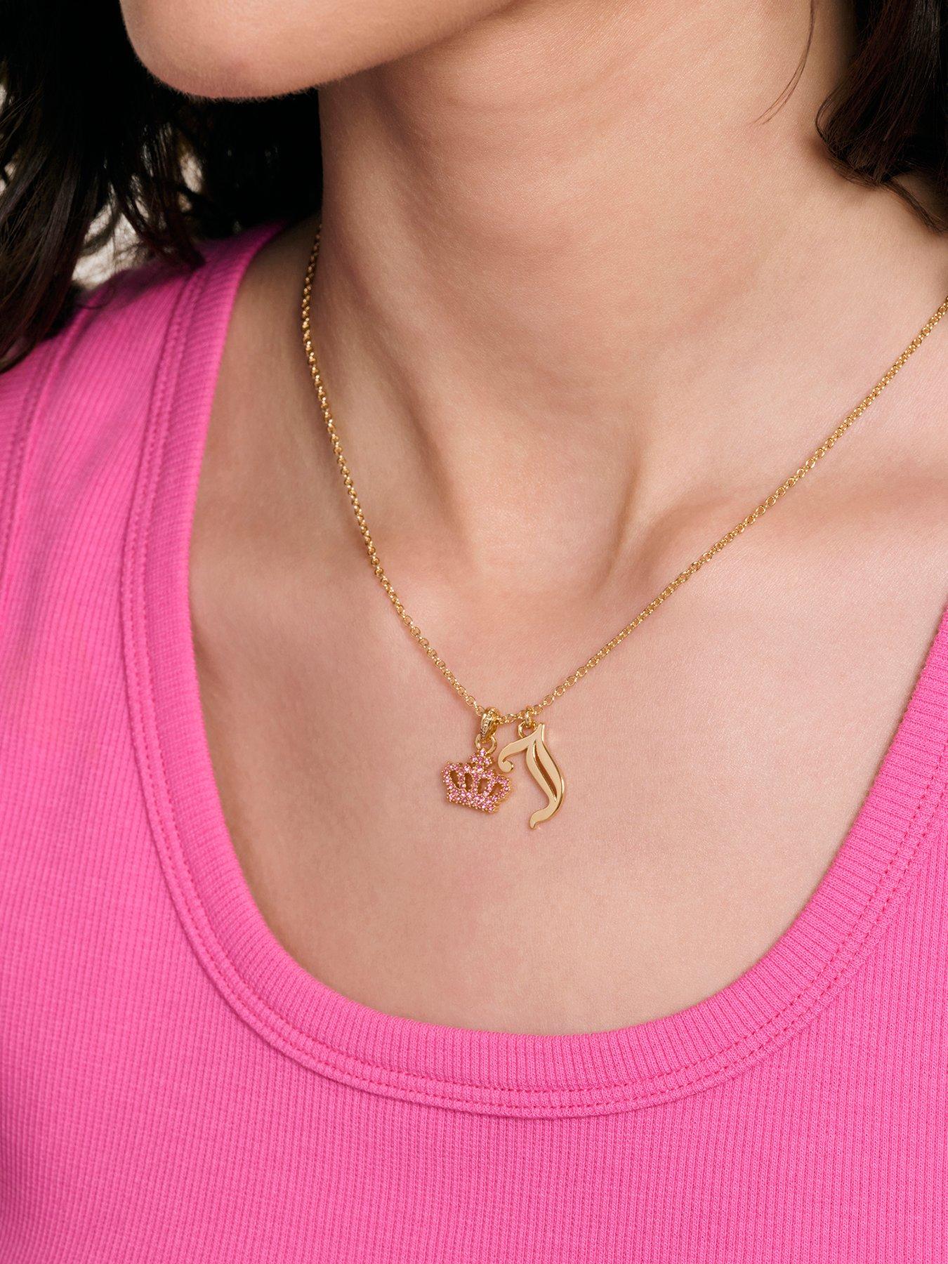 Juicy Couture Crystal Motif Crown & J Charm Pendant