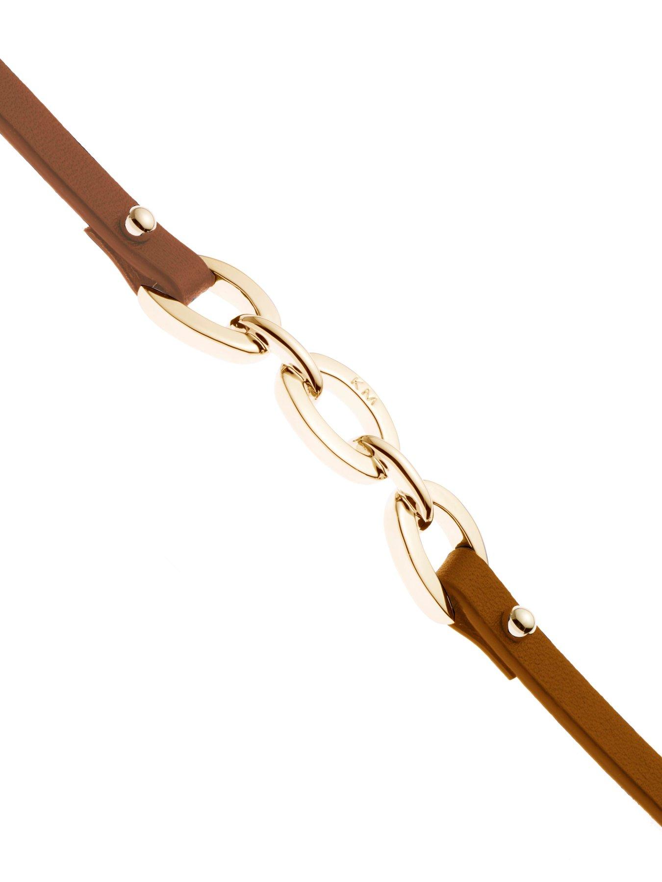 Image 4 of 7 of Karen Millen Chain Link Leather Bracelet