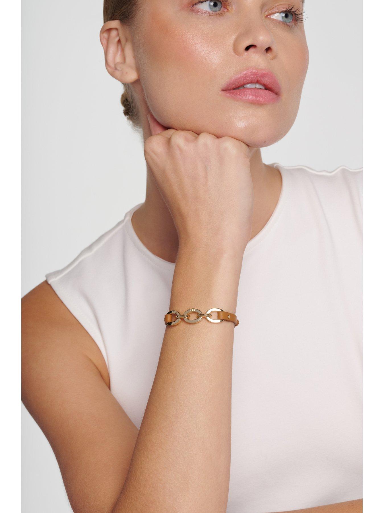 Image 5 of 7 of Karen Millen Chain Link Leather Bracelet