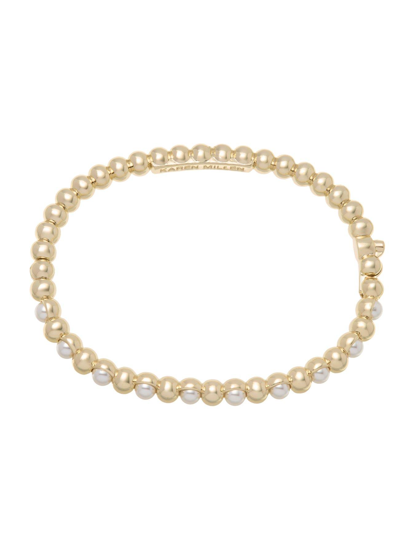 Image 2 of 6 of Karen Millen Logo Pearl Hinged Bangle