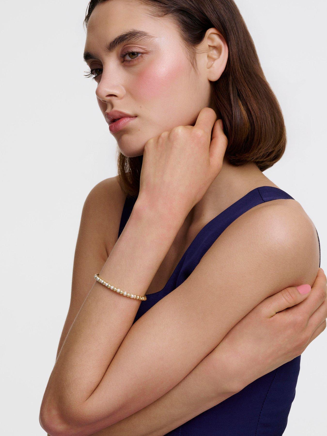 Image 4 of 6 of Karen Millen Logo Pearl Hinged Bangle