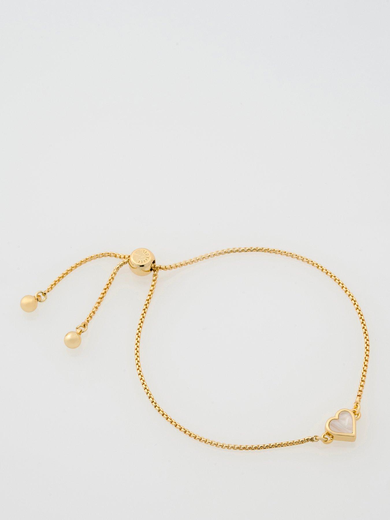 Ted Baker Cream Serena Pearl Shimmer Heart Adjustable Bracelet Gold Tone - Image 2
