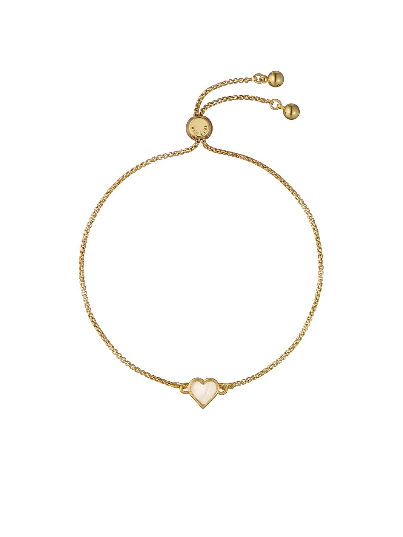 Image 2 of 6 of Ted Baker Womens Pearl Shimmer Heart Charm Adjustable Bracelet - Multi