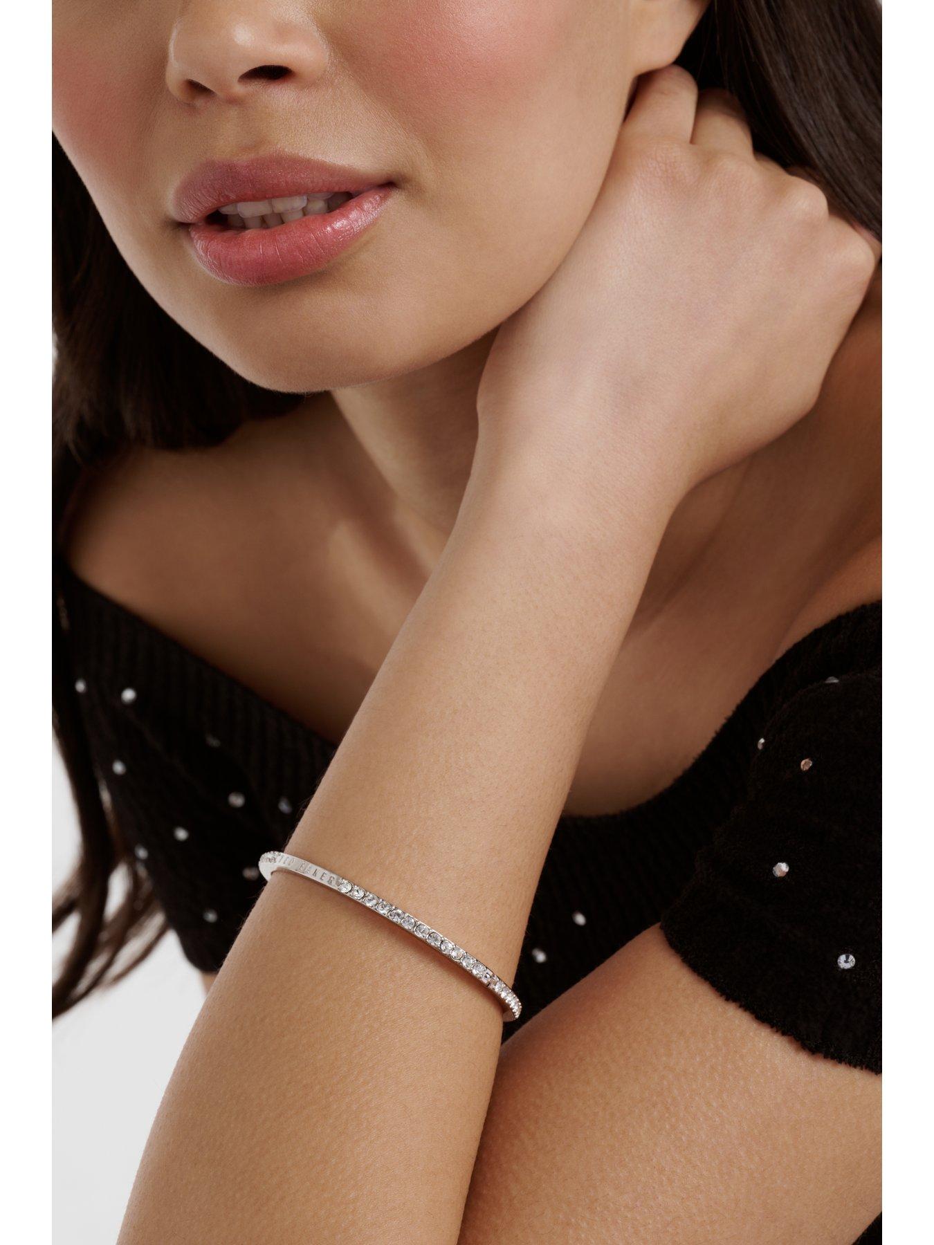 Image 4 of 7 of Ted Baker CLAUDIA: Narrow Crystal Hinged Bangle Bracelet