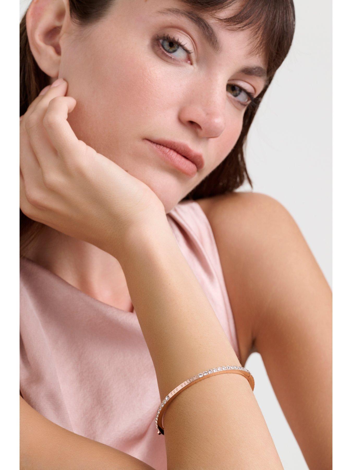 Image 4 of 6 of Ted Baker CLAUDIA: Narrow Crystal Hinged Bangle Bracelet