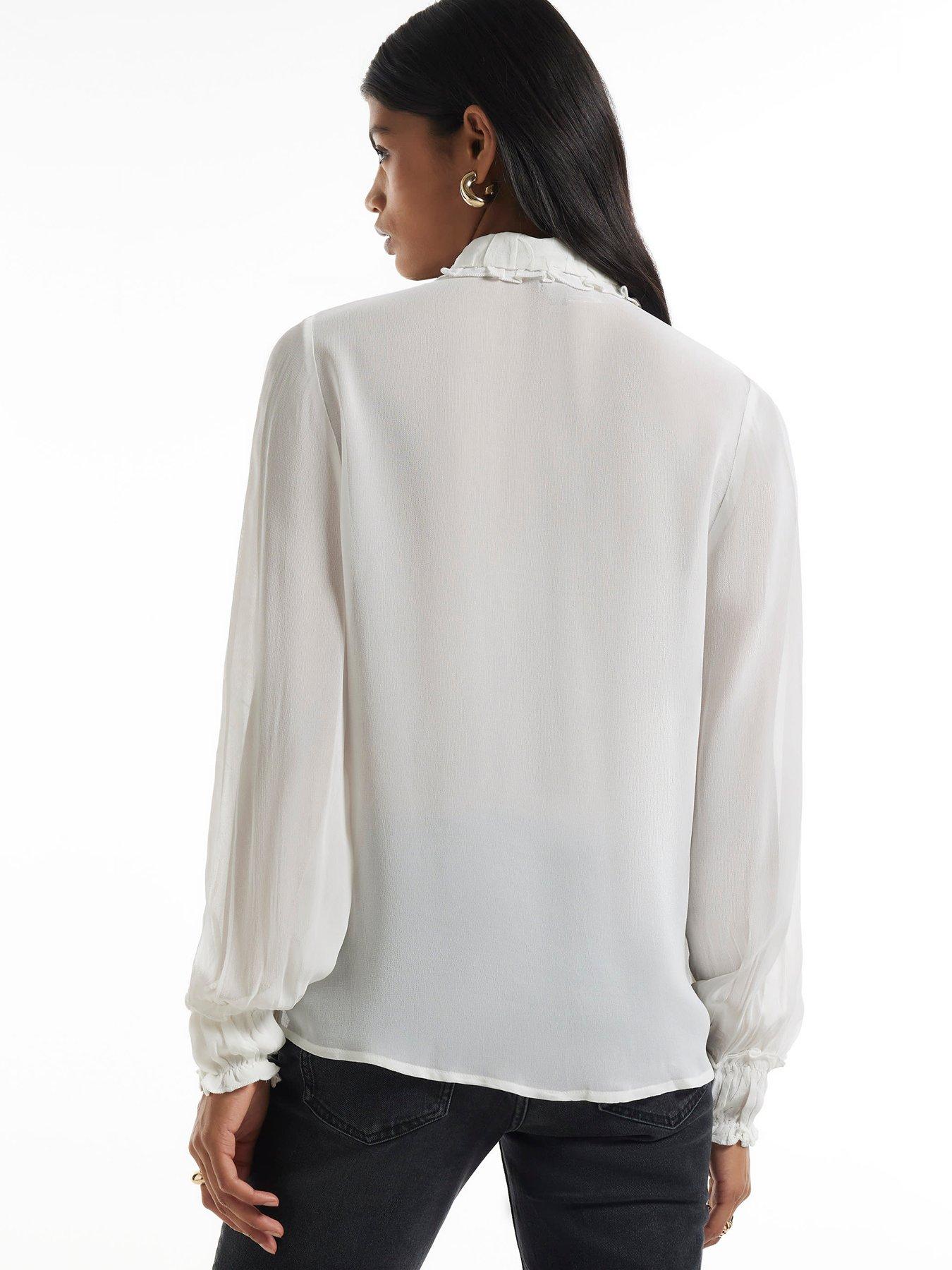Image 2 of 4 of River Island Ruffle Contrast Tie Blouse