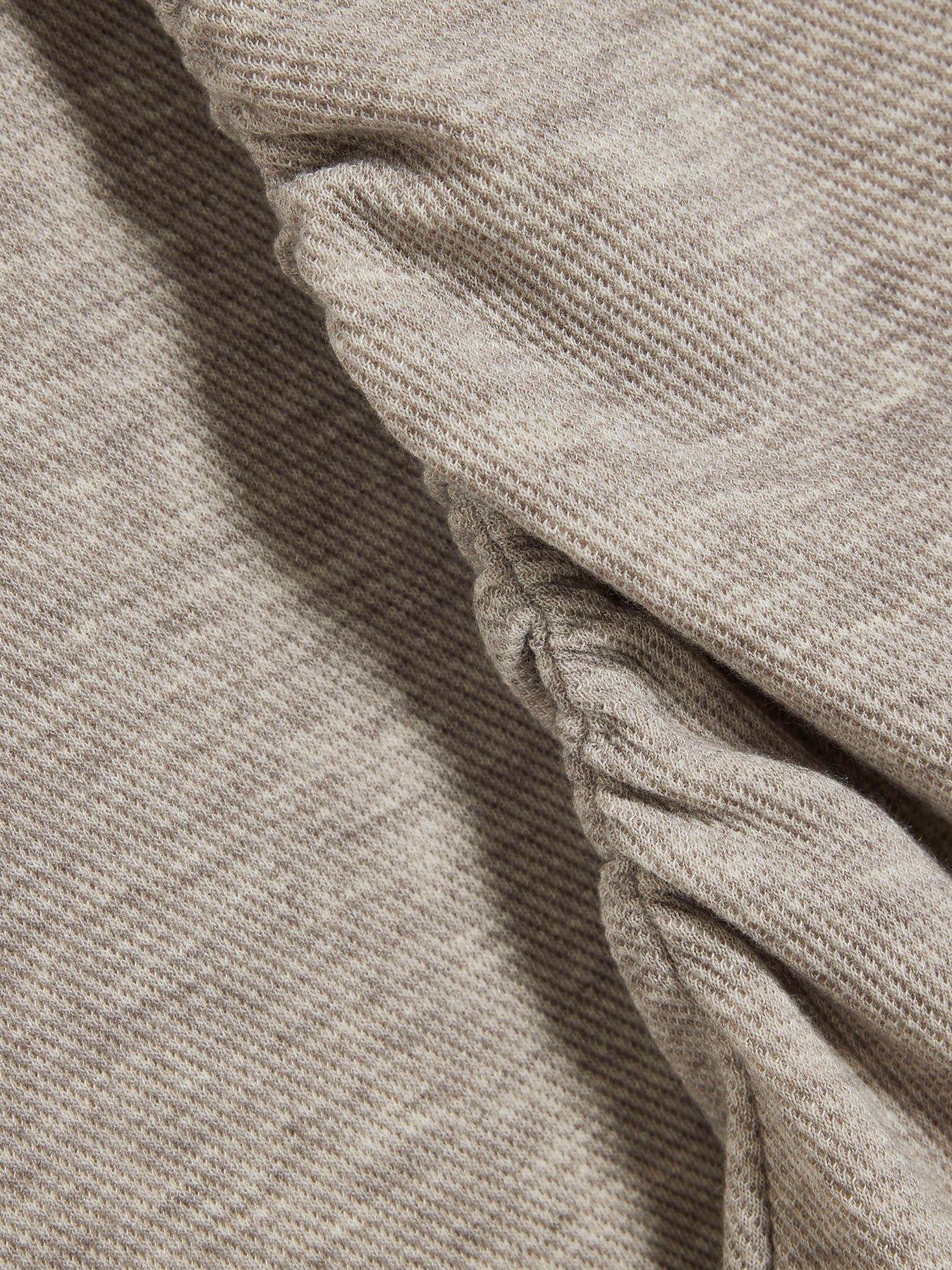 Image 6 of 6 of River Island Long Sleeve Cosy Off Shoulder Asymmetrical Co-ord Top - Brown