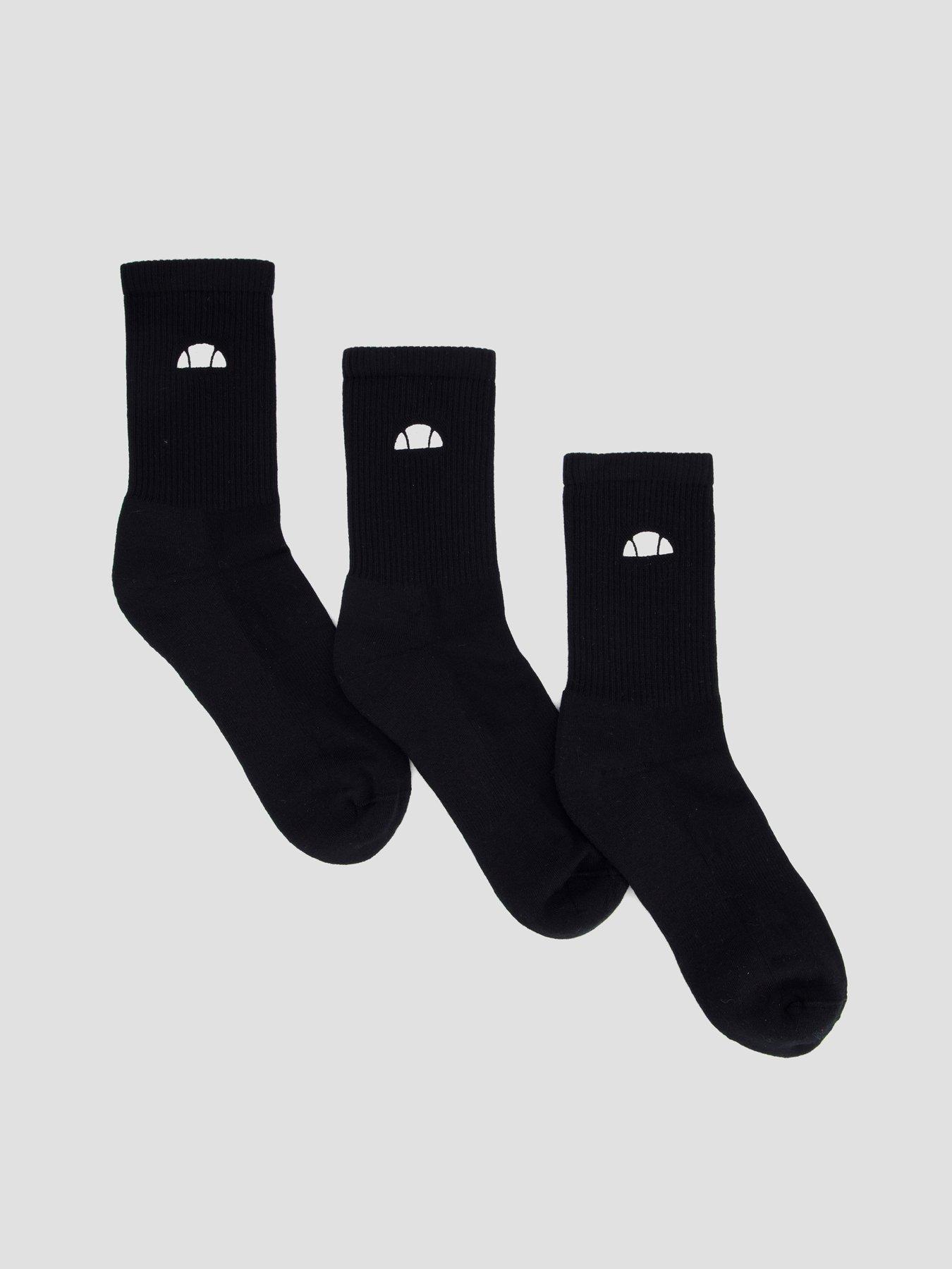 Image 1 of 4 of Ellesse Mens 3 Pack Alacre Ribbed Crew Socks - Black