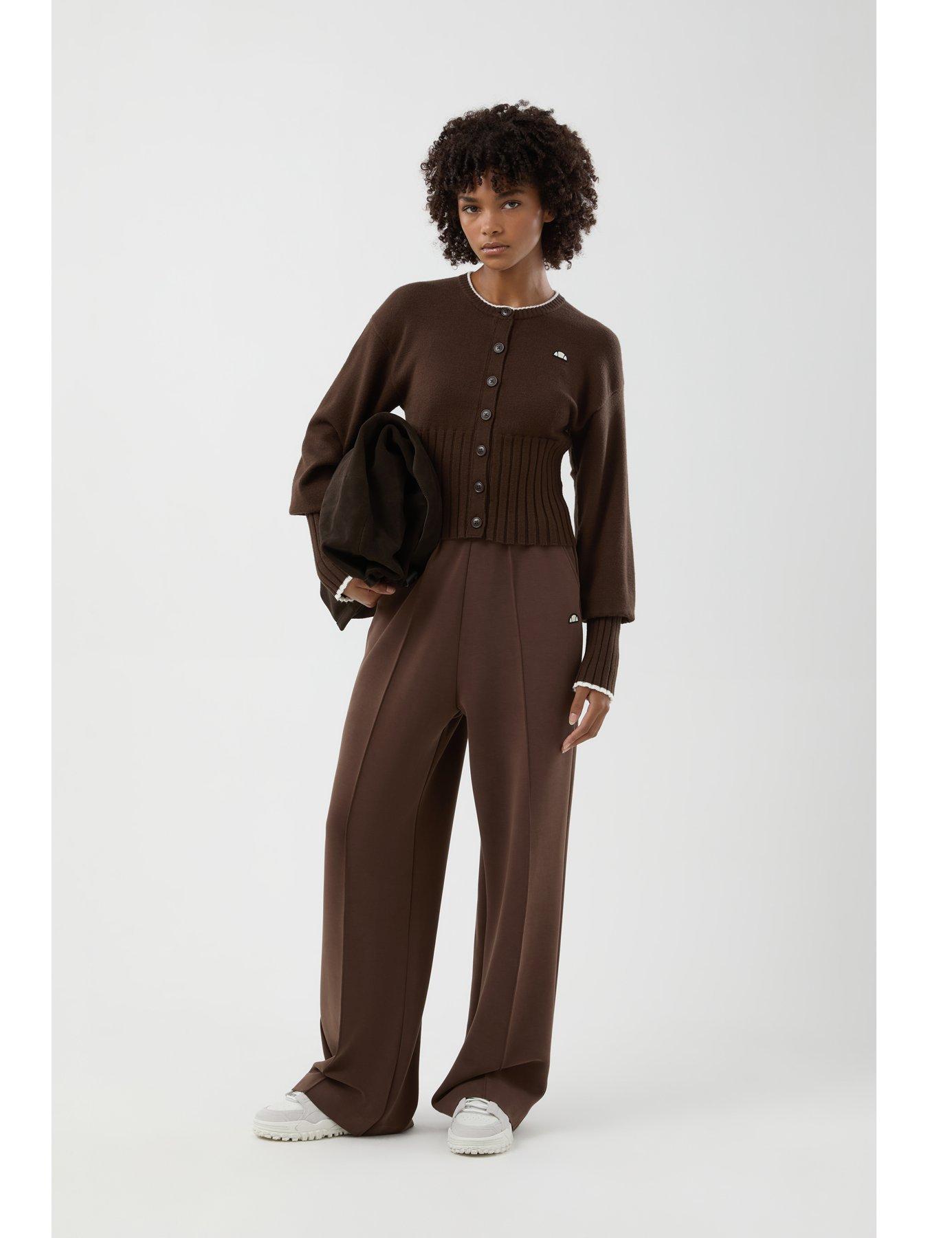 Image 3 of 5 of Ellesse Womens Amazza Button-Through Viscose-Blend Cardigan - Brown