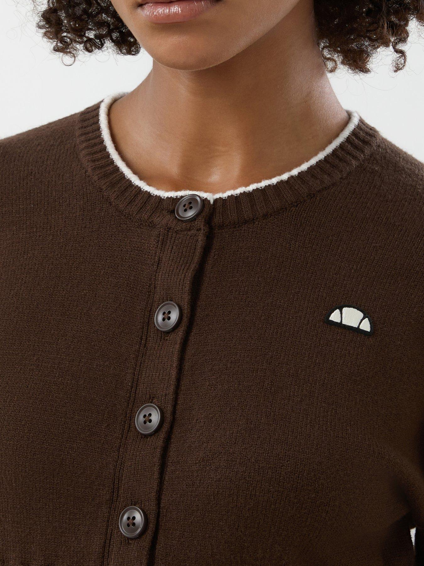 Image 4 of 5 of Ellesse Womens Amazza Button-Through Viscose-Blend Cardigan - Brown