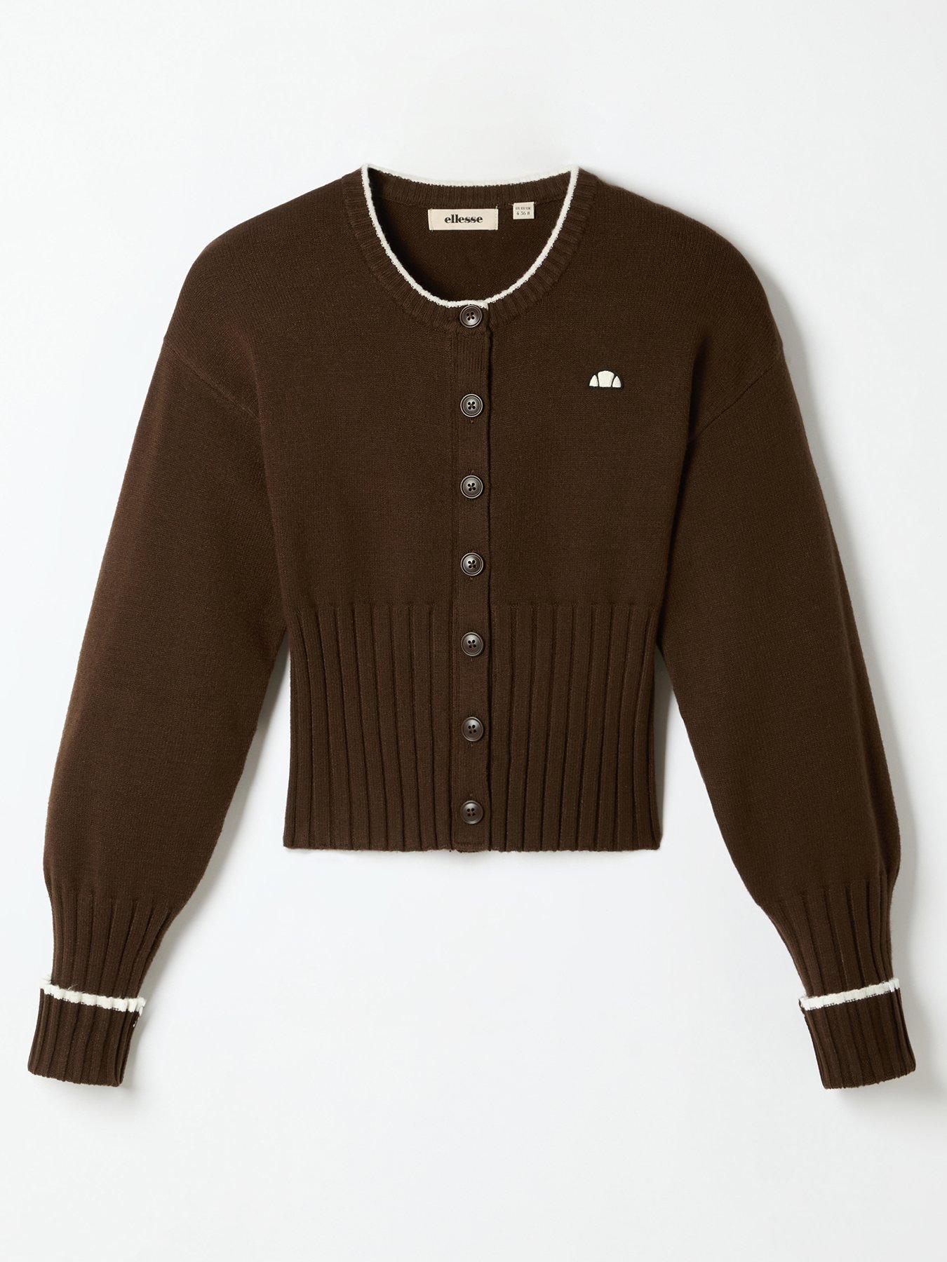 Image 5 of 5 of Ellesse Womens Amazza Button-Through Viscose-Blend Cardigan - Brown