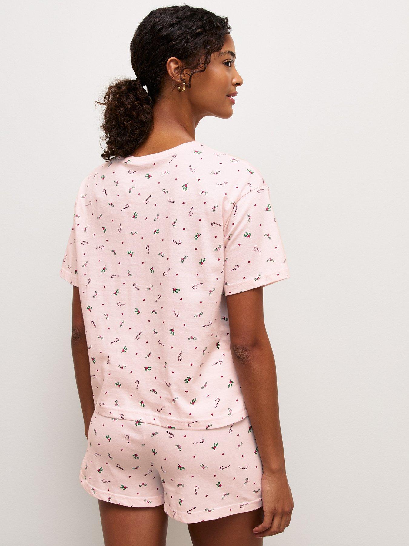 Image 2 of 5 of New Look Womens Christmas Print Cotton Pyjama Shorts Set - Pink