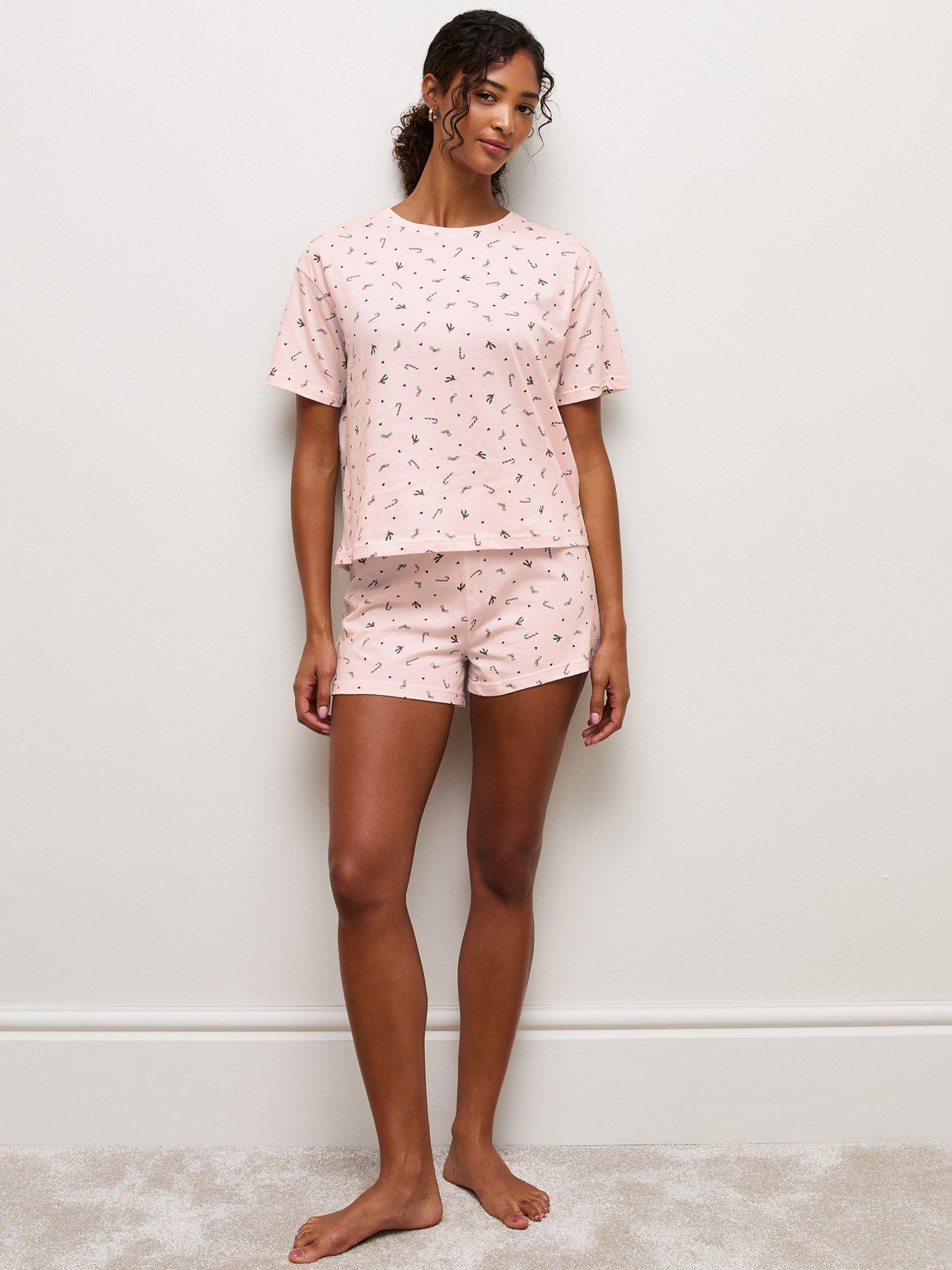 Image 3 of 5 of New Look Womens Christmas Print Cotton Pyjama Shorts Set - Pink