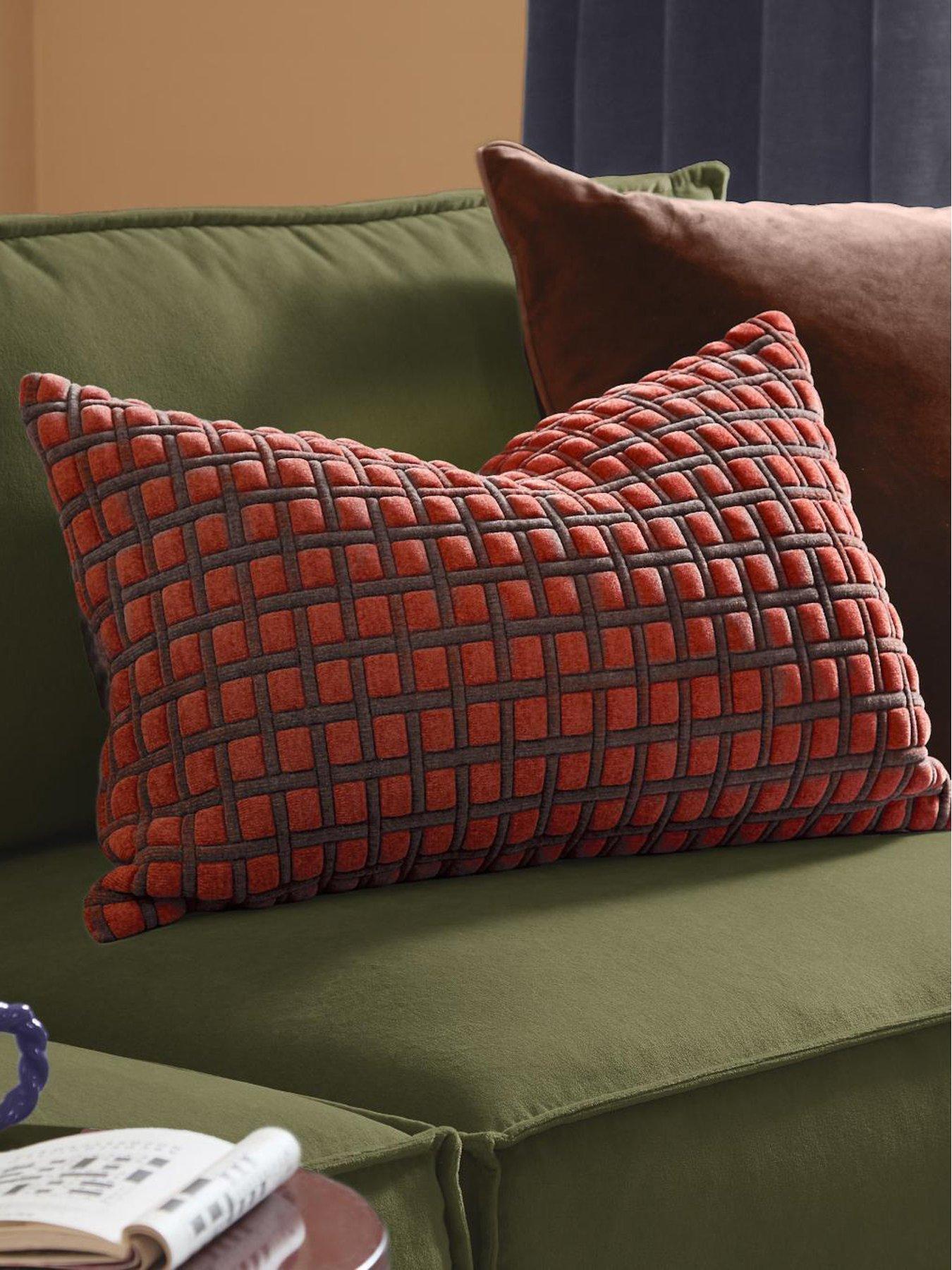 Furn Softie Grid 40x60 Feather Cushion Cinnamon / Chocolate